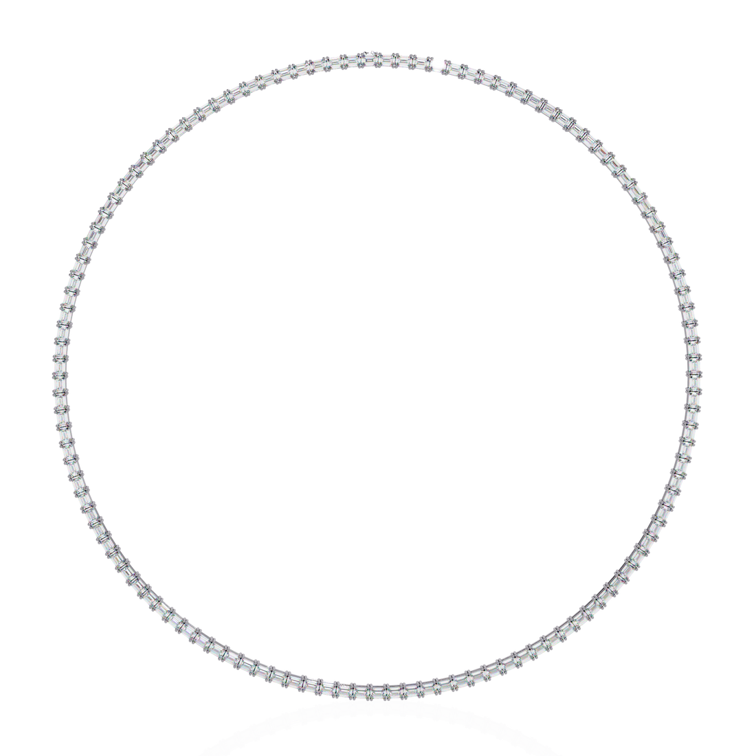 Baguette Cut Diamond Tennis Necklace | 925 Sterling Silver