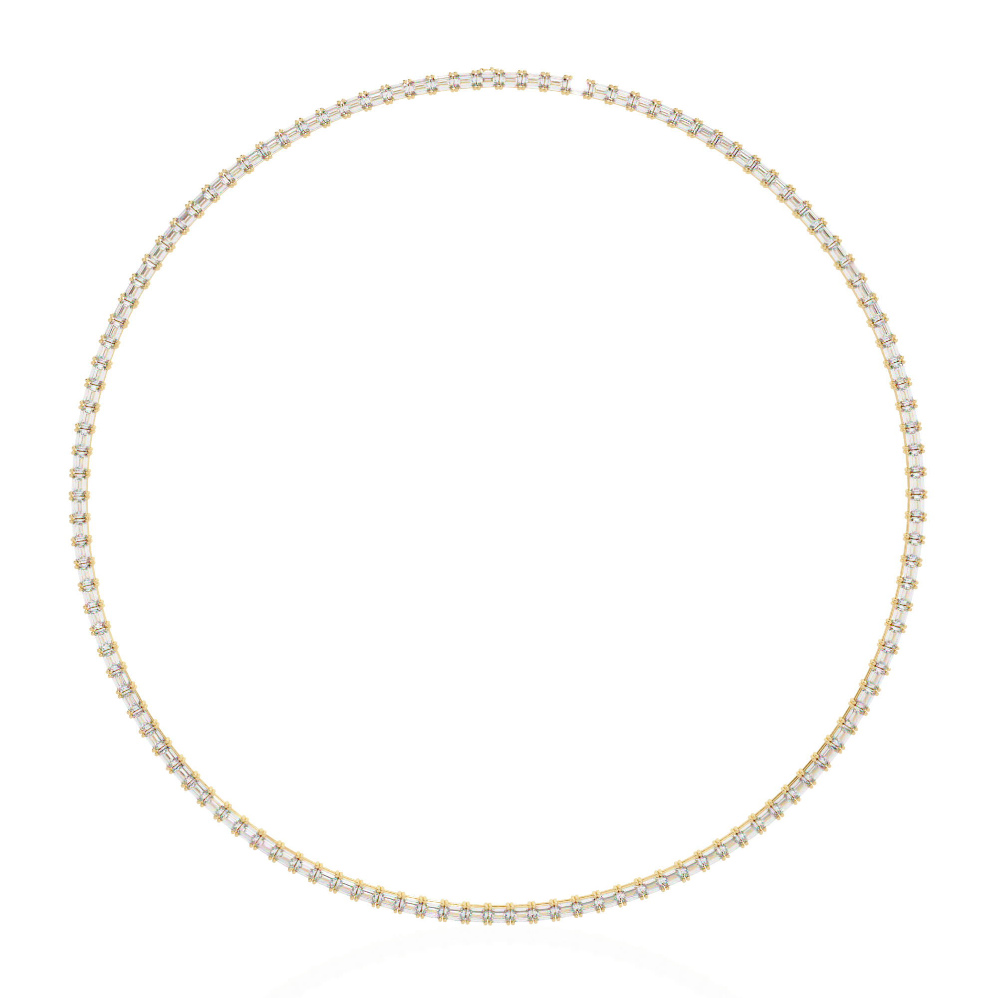 Baguette Cut Diamond Tennis Necklace | 925 Sterling Silver
