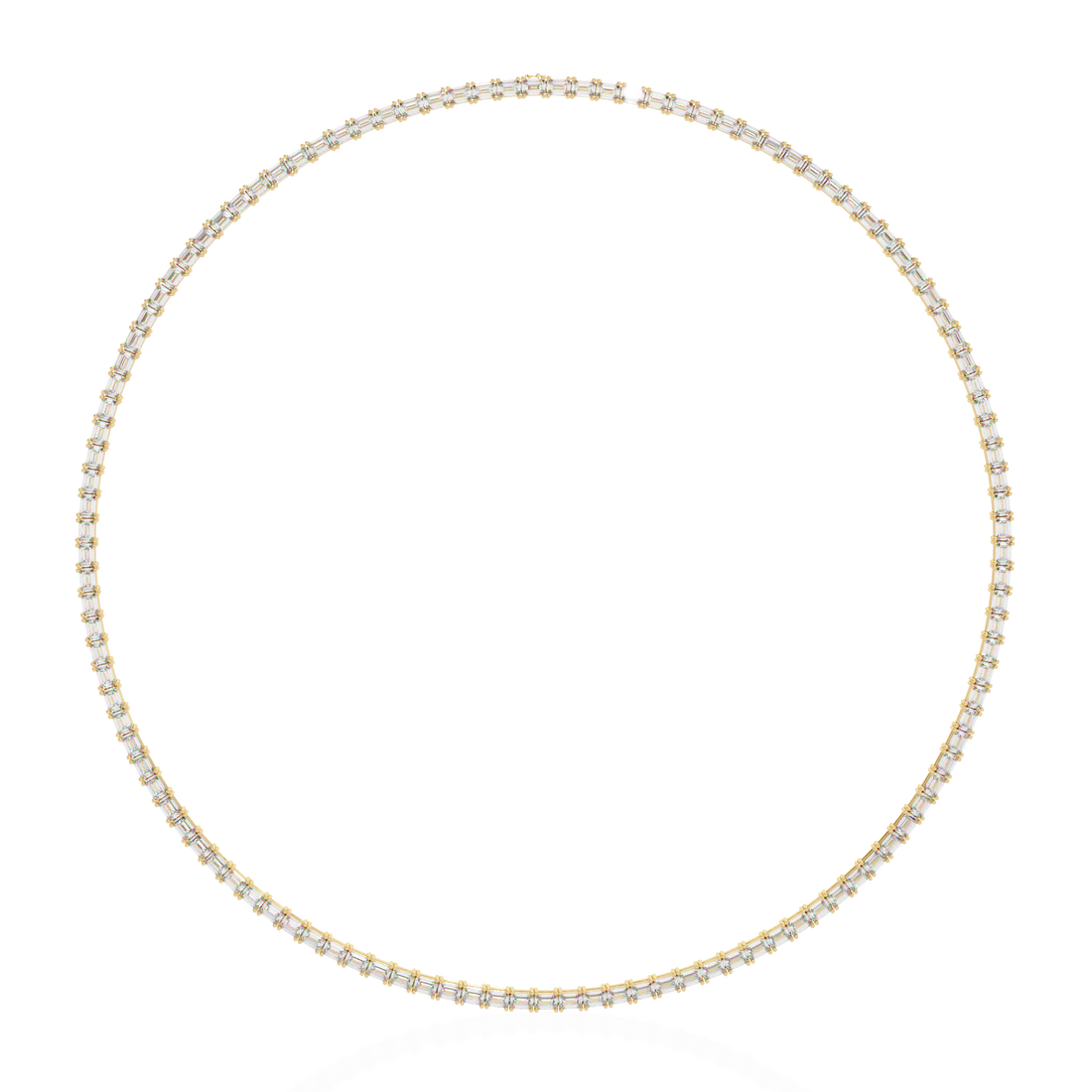 Baguette Cut Diamond Tennis Necklace | 925 Sterling Silver