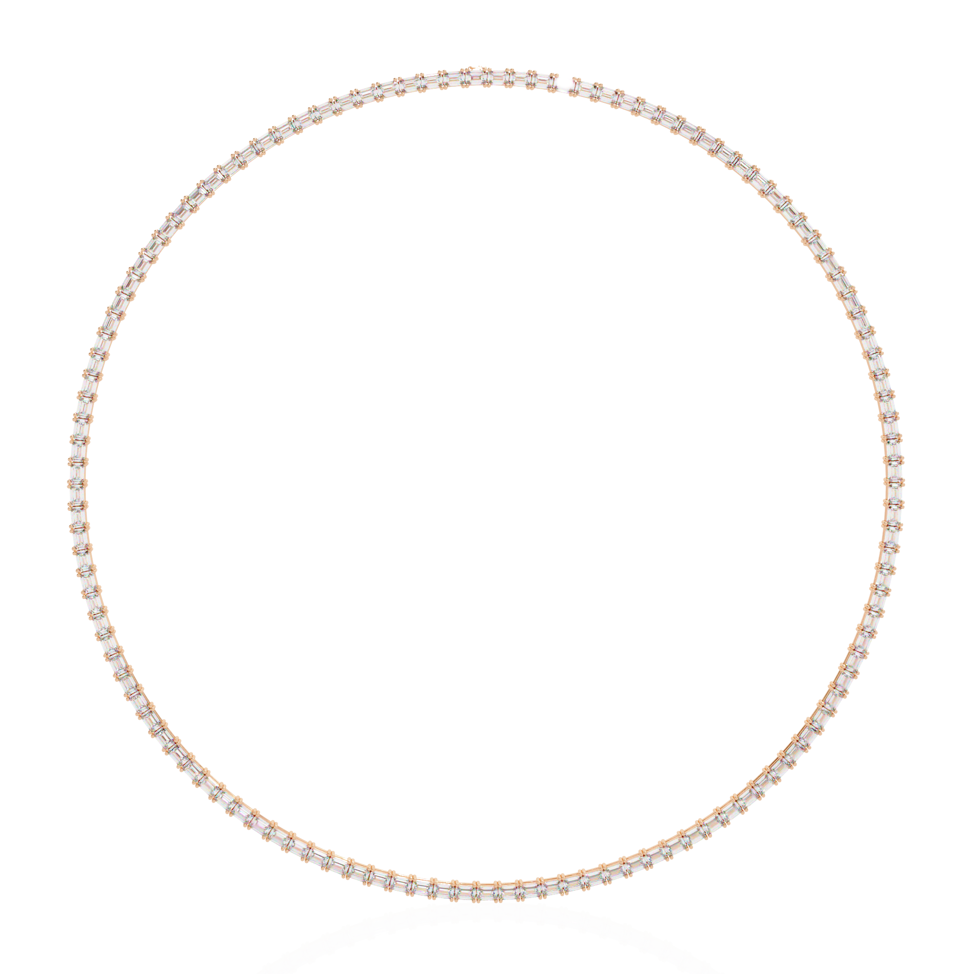 Baguette Cut Diamond Tennis Necklace | 925 Sterling Silver