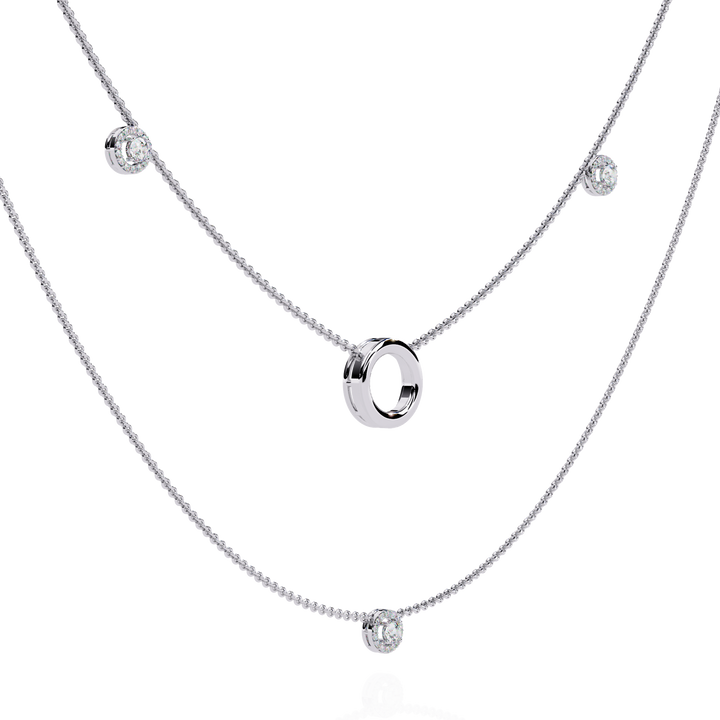 Minimalist Layered Open Circle Diamond Necklace | 925 Sterling Silver