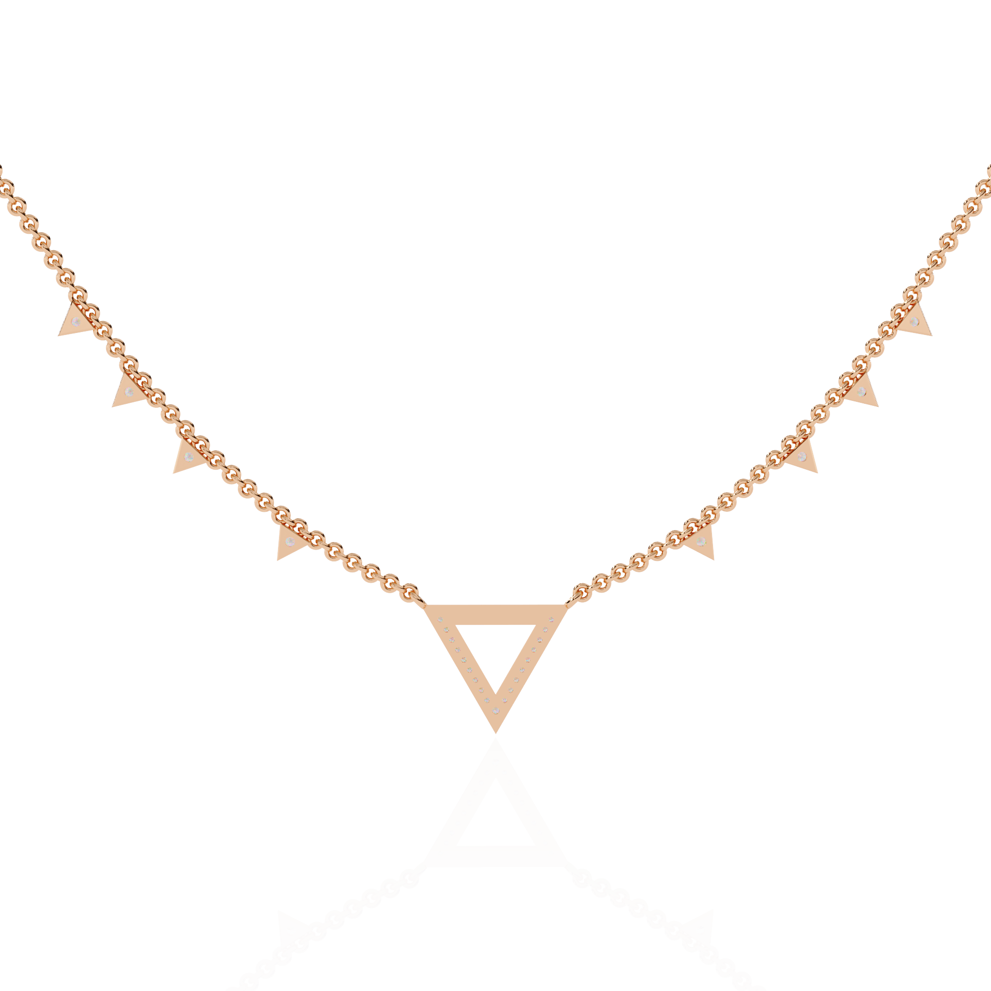 Triangle Diamond Accent V-Drop Necklace | 925 Sterling Silver