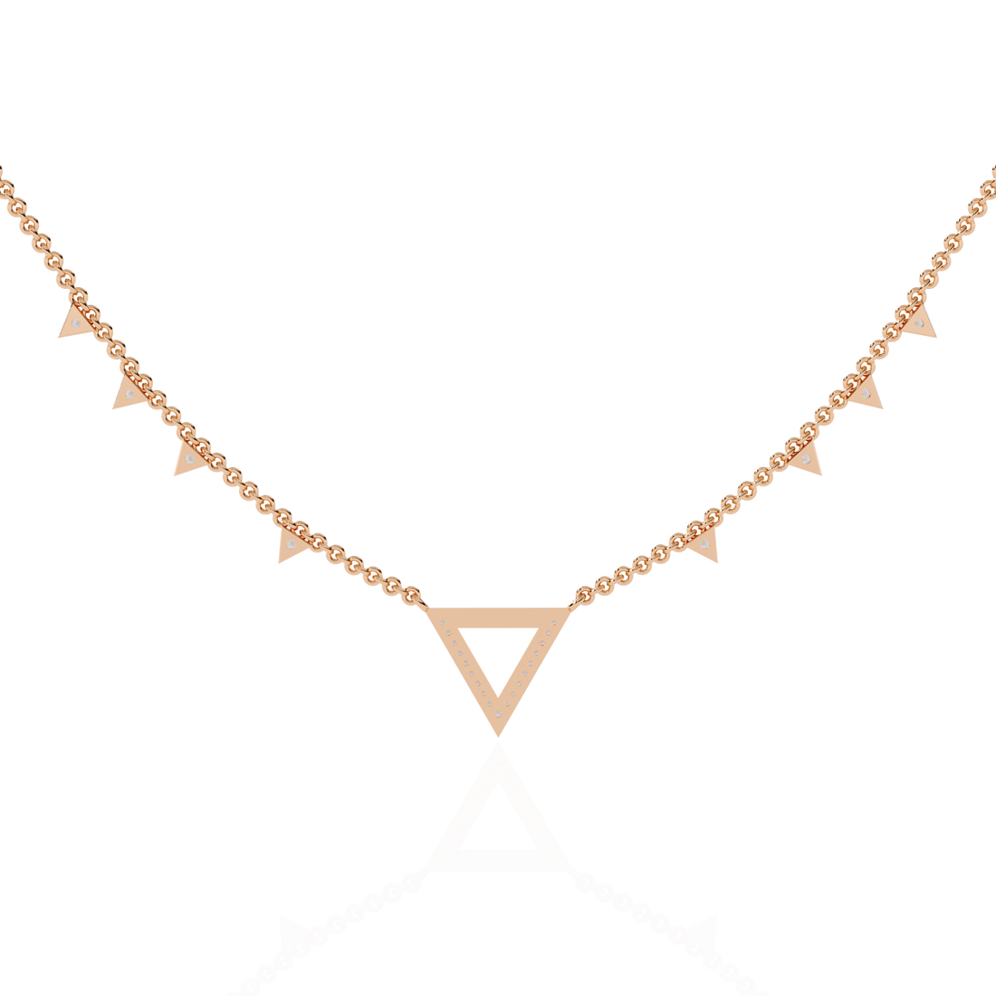 Triangle Diamond Accent V-Drop Necklace | 925 Sterling Silver