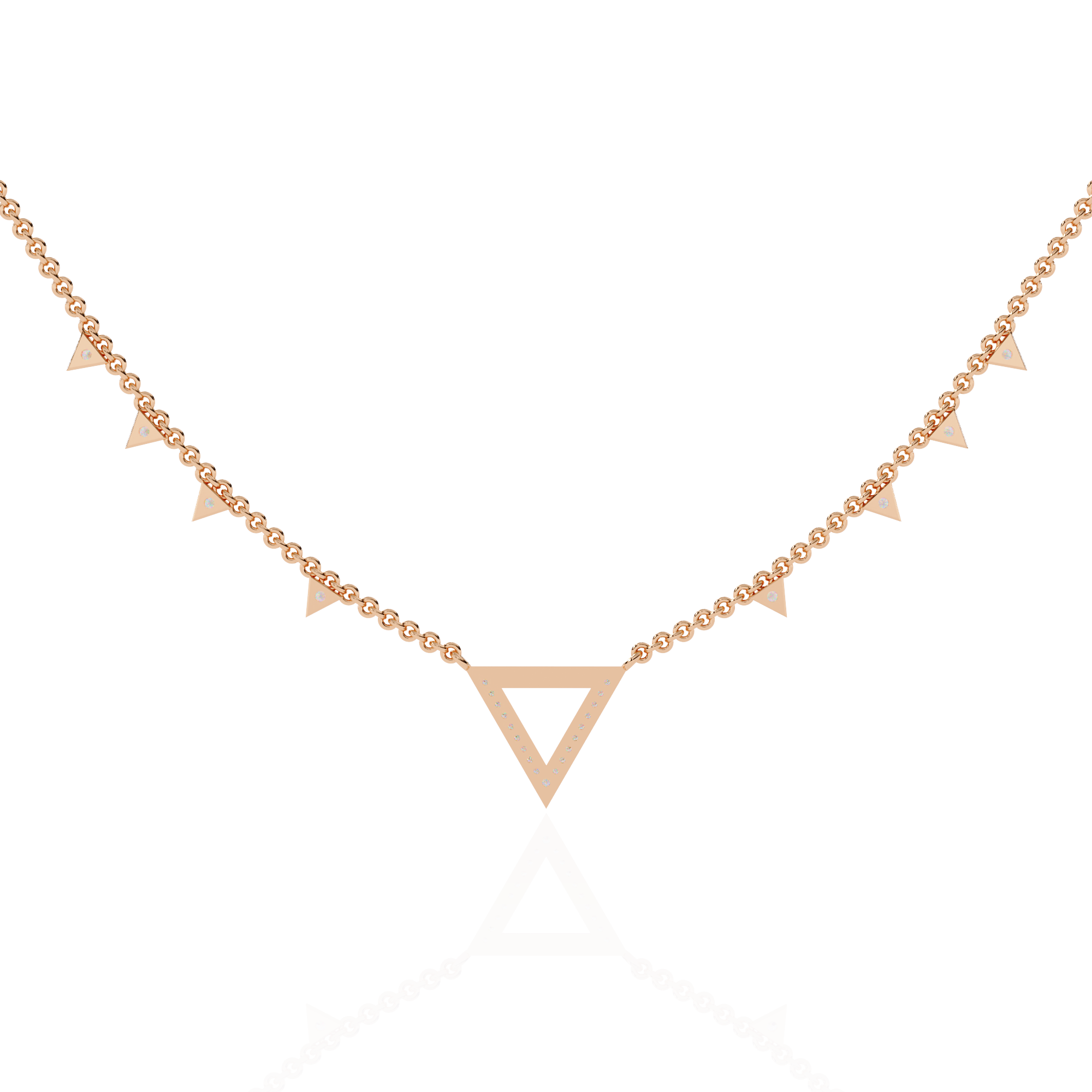 Triangle Diamond Accent V-Drop Necklace | 925 Sterling Silver