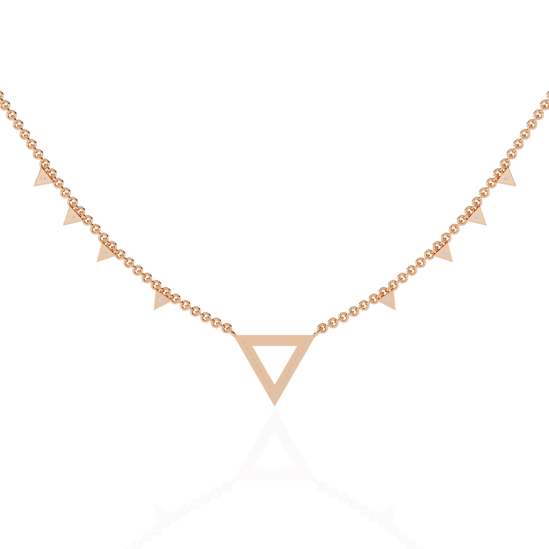 Triangle Diamond Accent V-Drop Necklace | 925 Sterling Silver