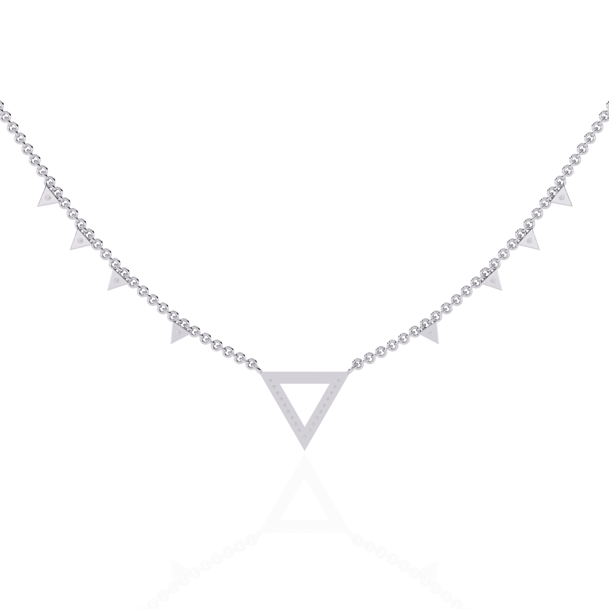 Triangle Diamond Accent V-Drop Necklace | 925 Sterling Silver