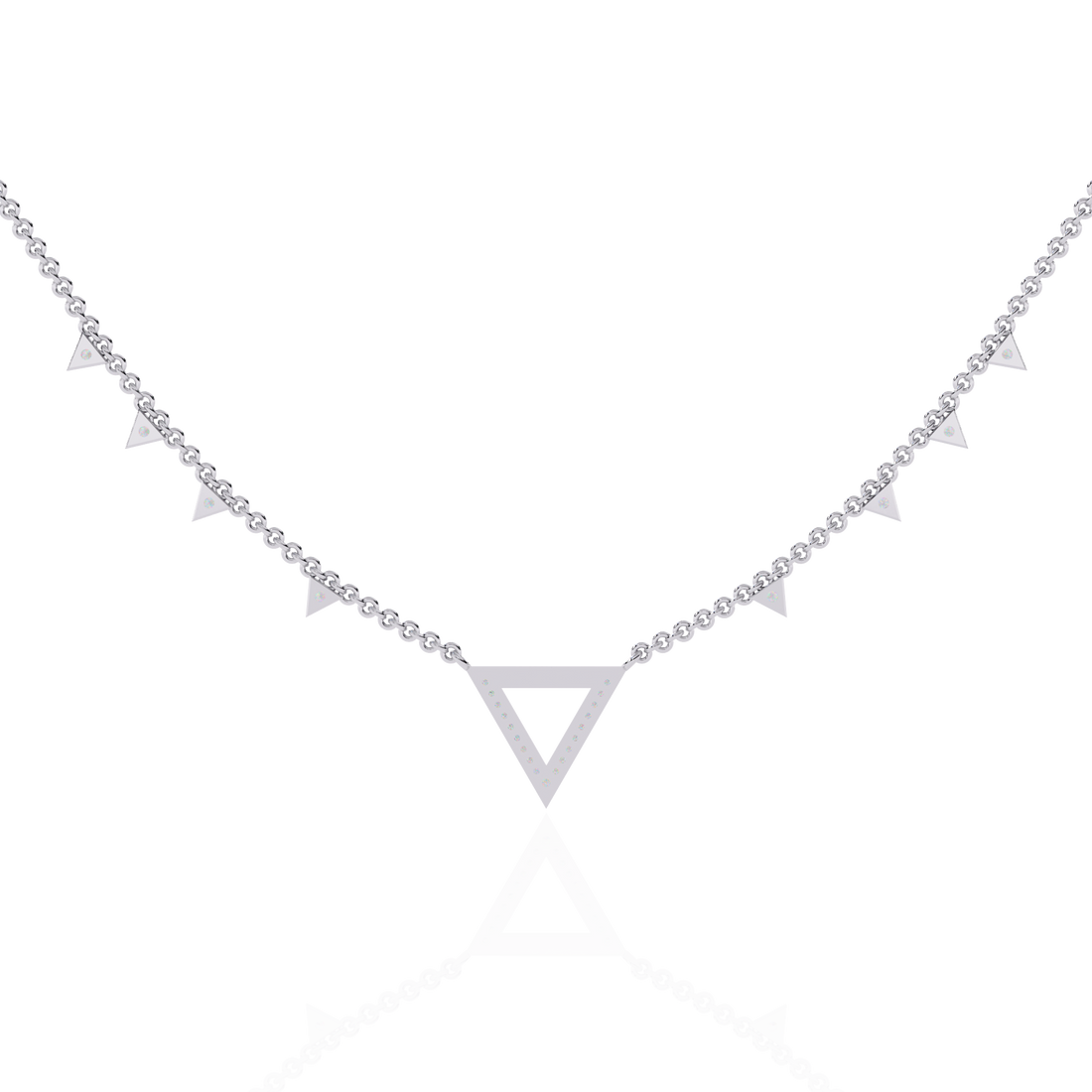 Triangle Diamond Accent V-Drop Necklace | 925 Sterling Silver