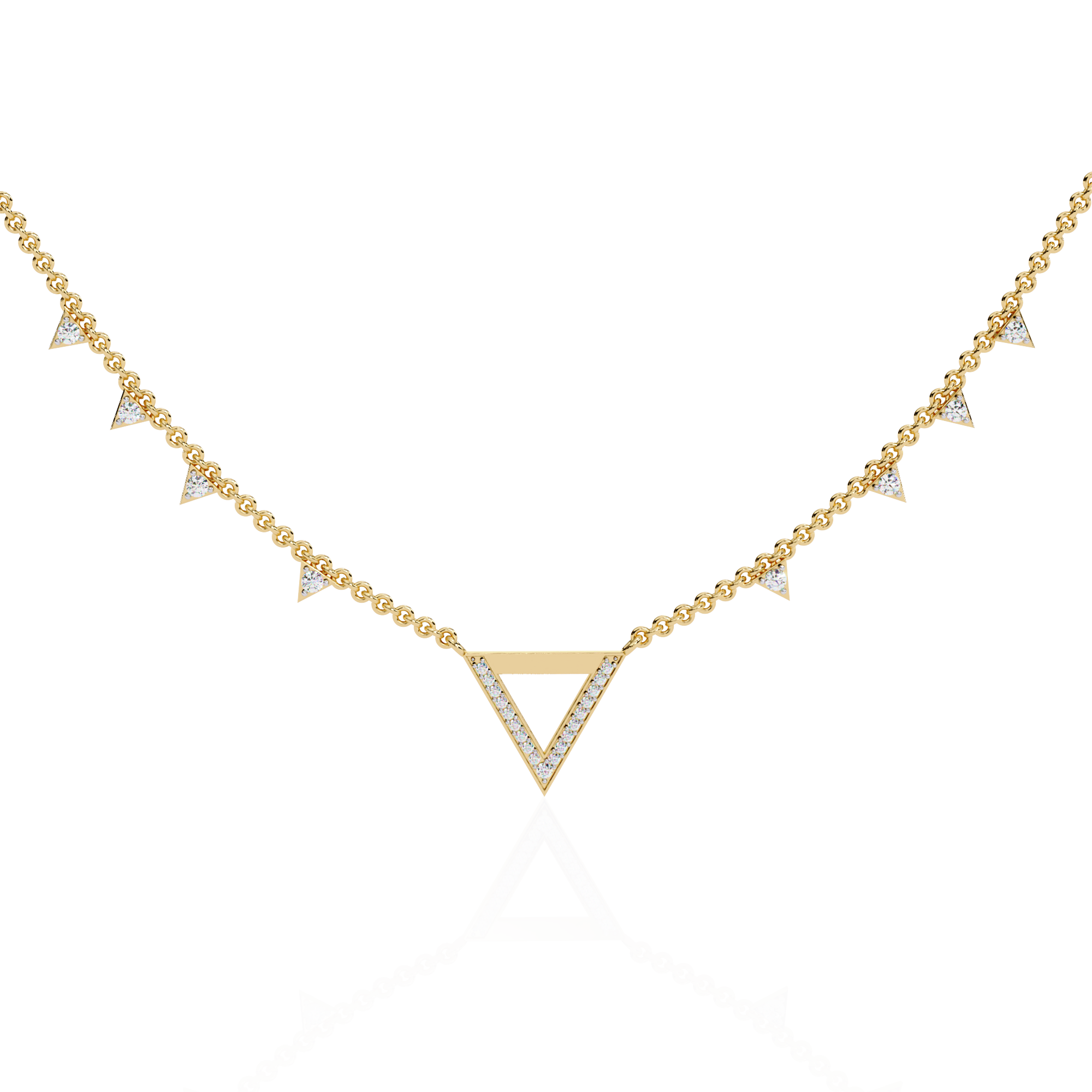 Triangle Diamond Accent V-Drop Necklace | 925 Sterling Silver