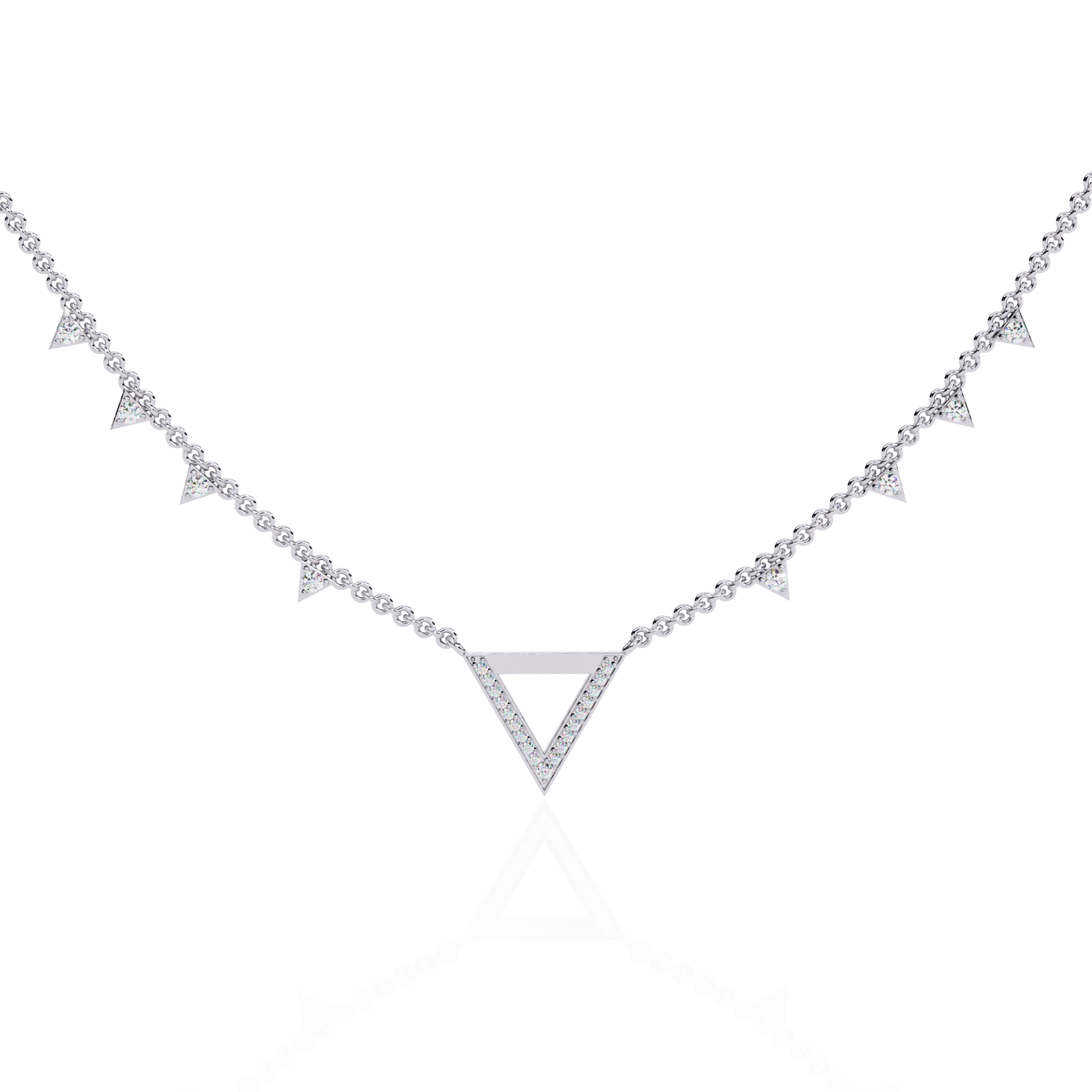 Triangle Diamond Accent V-Drop Necklace | 925 Sterling Silver