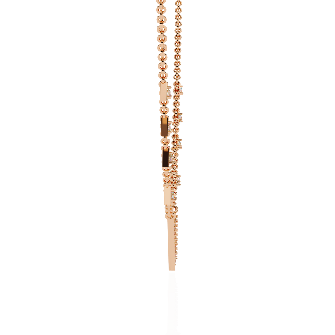Triangle Diamond Accent V-Drop Necklace | 925 Sterling Silver