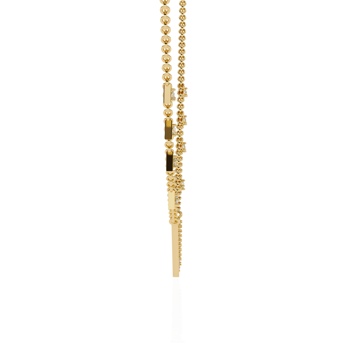 Triangle Diamond Accent V-Drop Necklace | 925 Sterling Silver