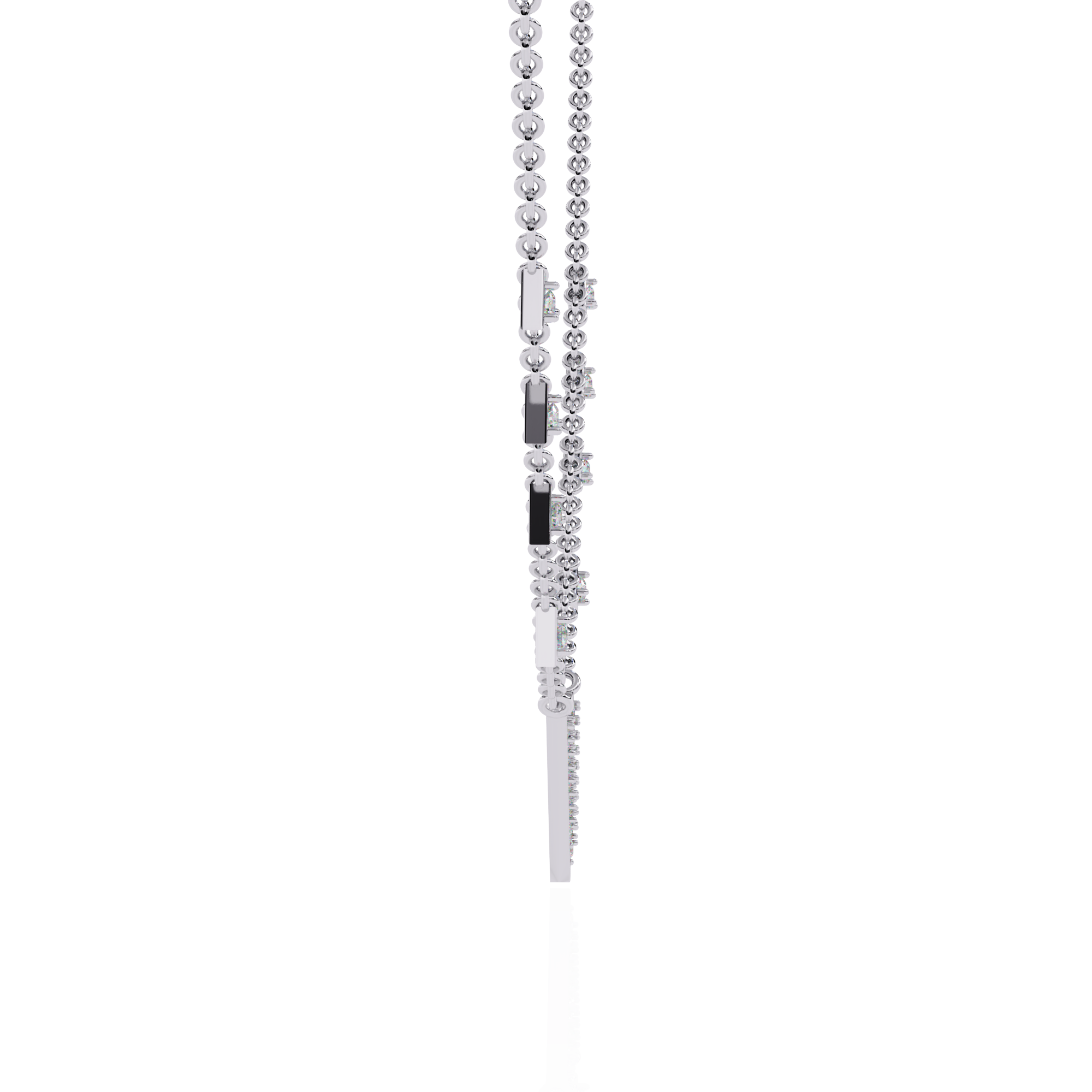 Triangle Diamond Accent V-Drop Necklace | 925 Sterling Silver
