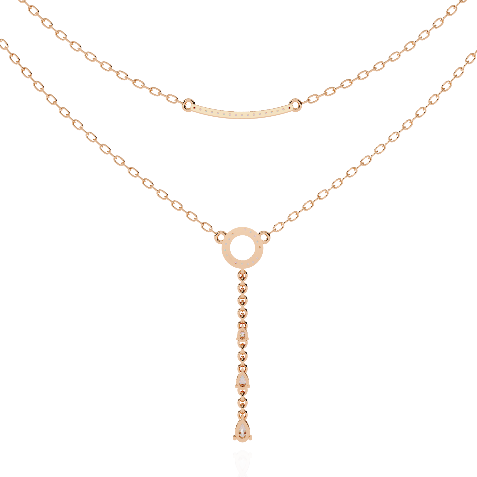 Geometric Diamond Layered Circle &amp; Bar Necklace | 925 Sterling Silver