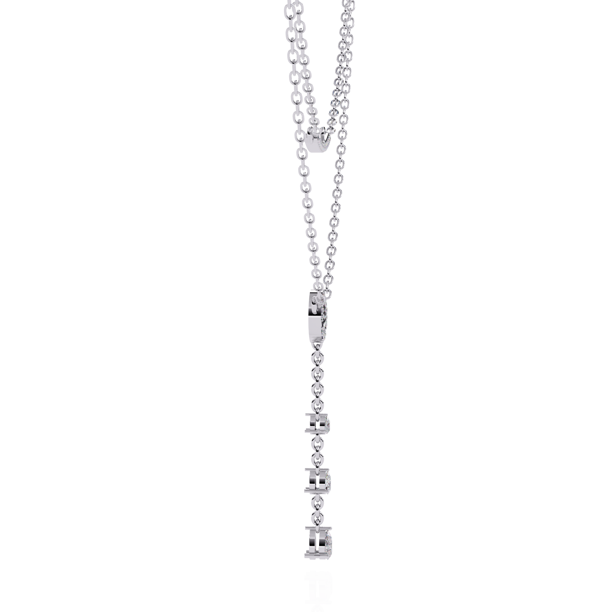 Geometric Diamond Layered Circle &amp; Bar Necklace | 925 Sterling Silver