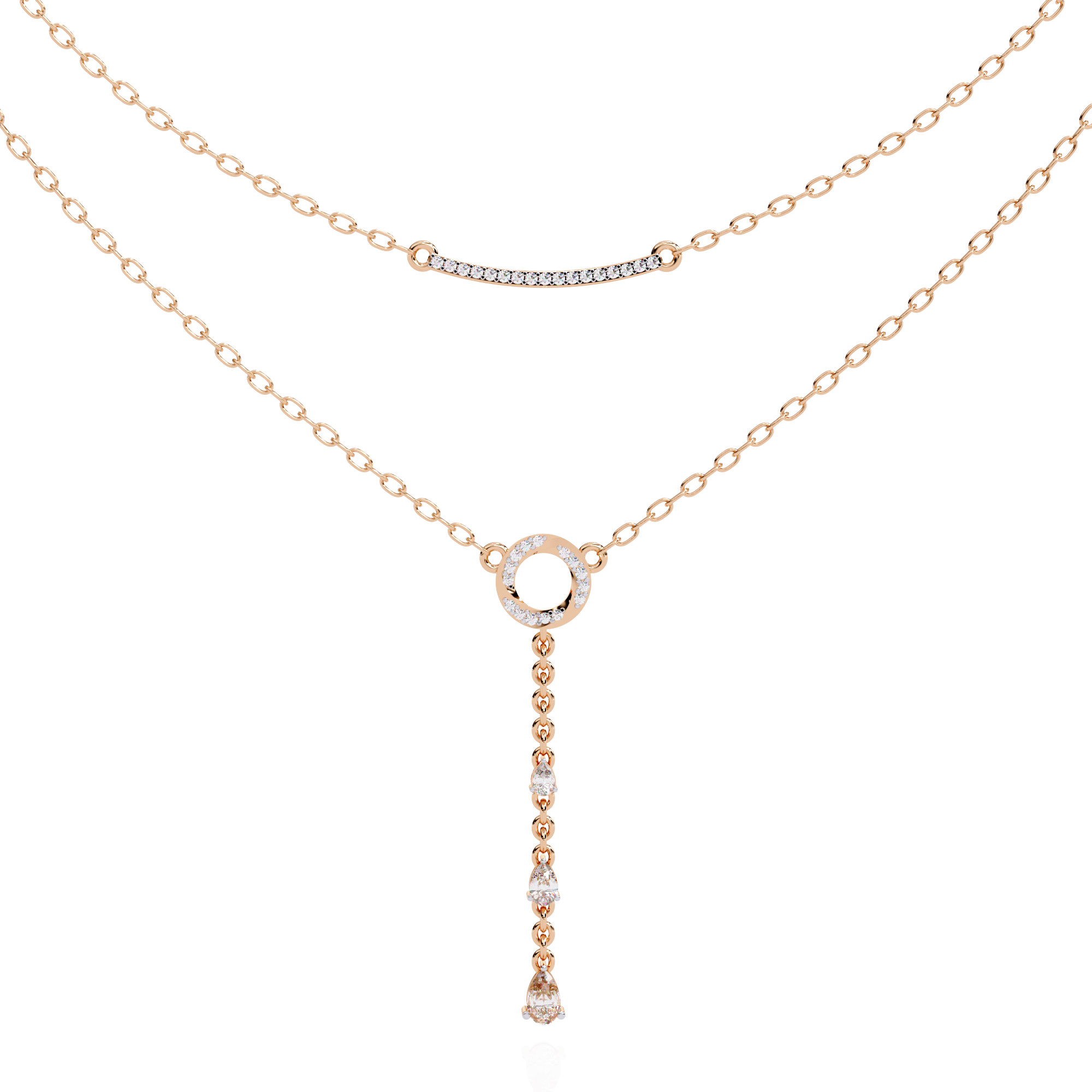 Geometric Diamond Layered Circle &amp; Bar Necklace | 925 Sterling Silver