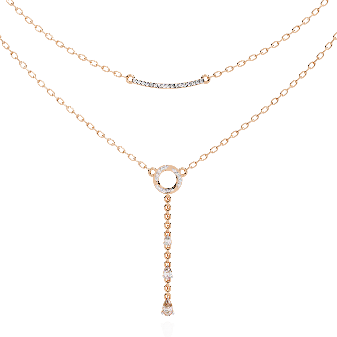 Geometric Diamond Layered Circle &amp; Bar Necklace | 925 Sterling Silver