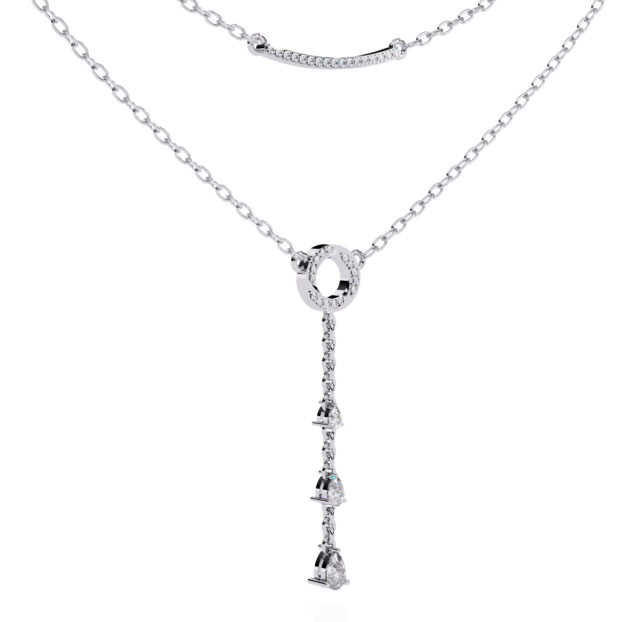 Geometric Diamond Layered Circle &amp; Bar Necklace | 925 Sterling Silver