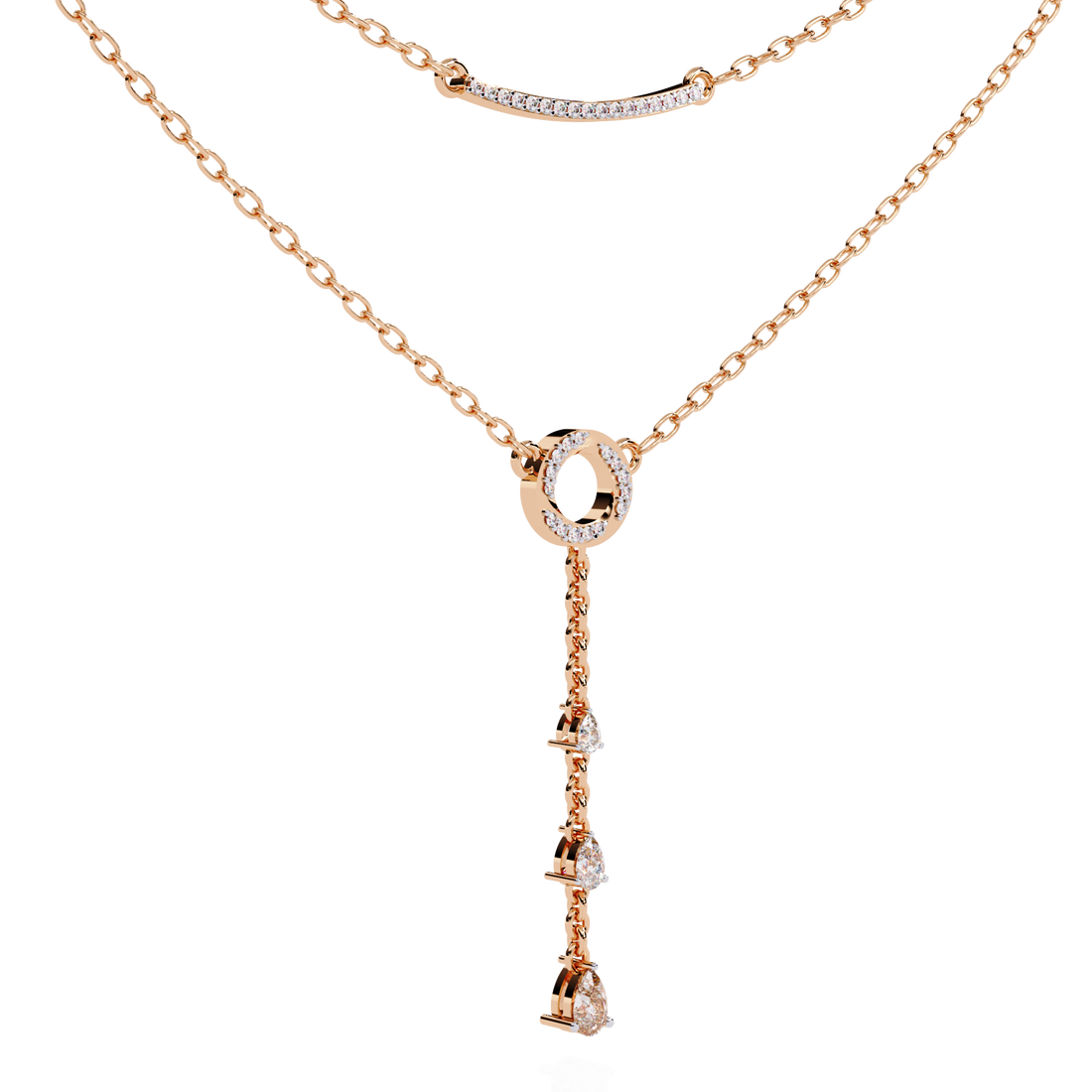 Geometric Diamond Layered Circle &amp; Bar Necklace | 925 Sterling Silver