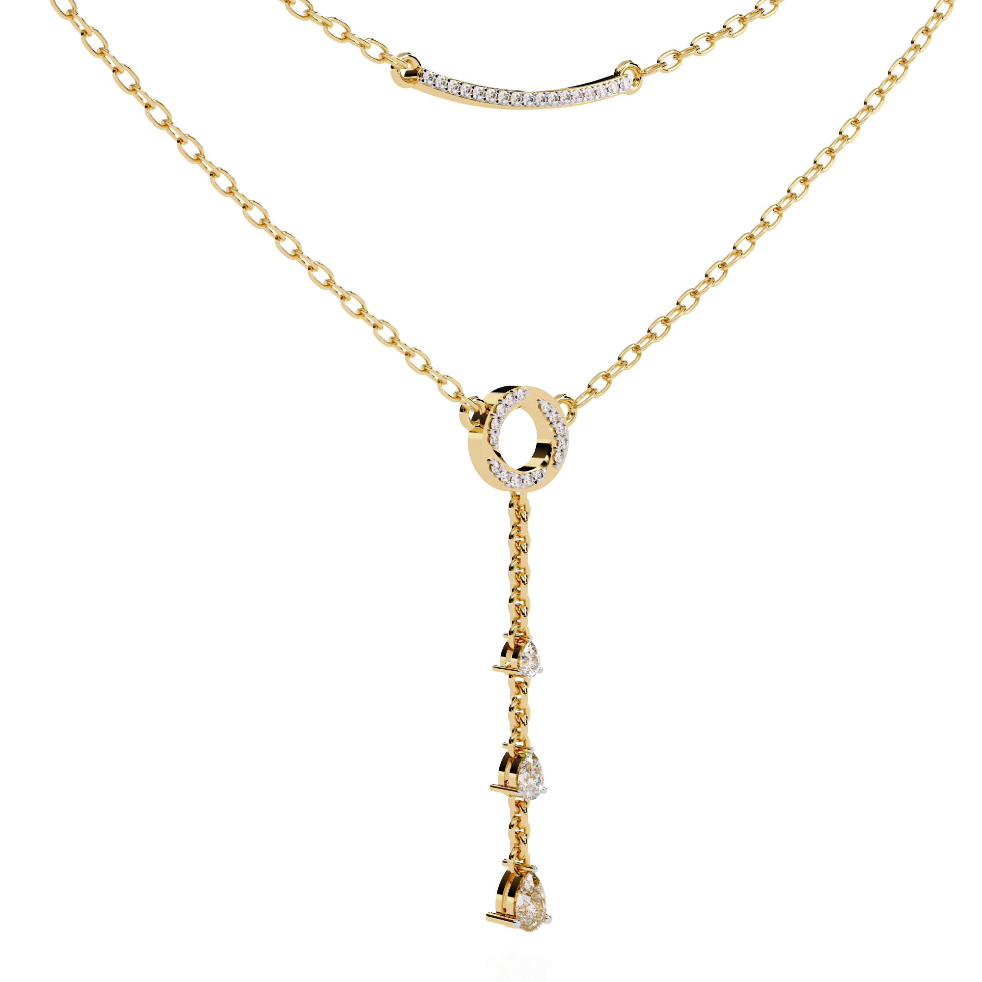 Geometric Diamond Layered Circle &amp; Bar Necklace | 925 Sterling Silver