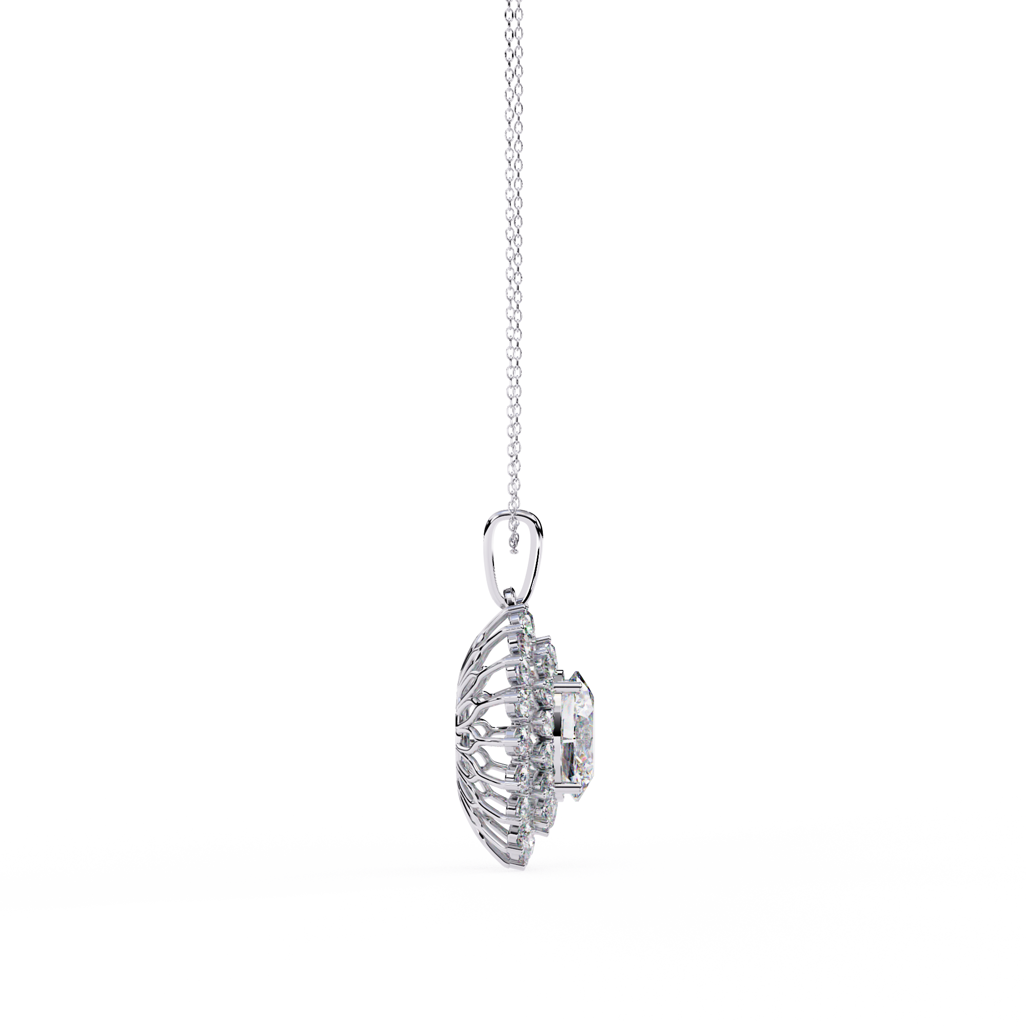 Flower Cluster Oval Shape Necklace | 925 Sterling Silver