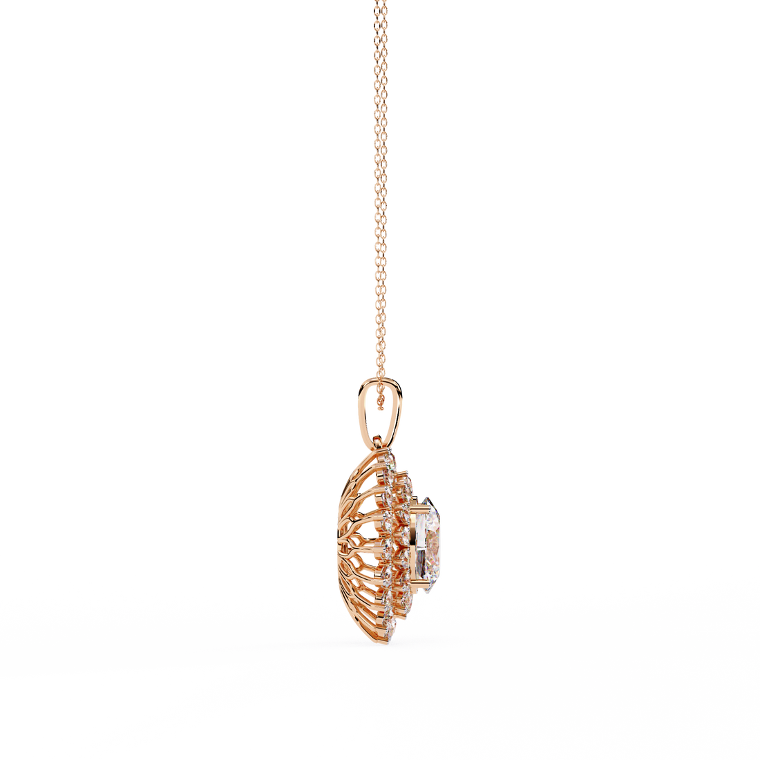 Flower Cluster Oval Shape Necklace | 925 Sterling Silver