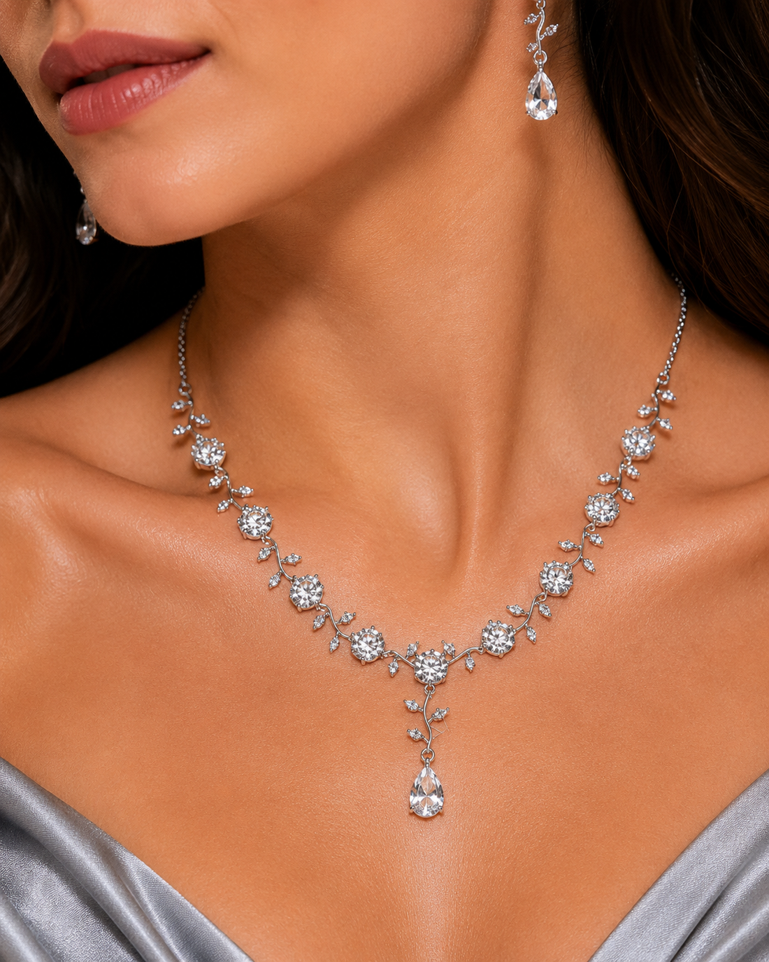 Floral Silver Jewellery Set