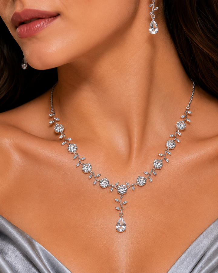 Floral Silver Jewellery Set