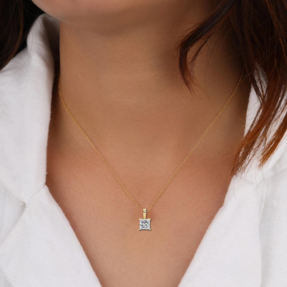 Celestial Prism Square Solitaire Necklace | 925 Sterling Silver