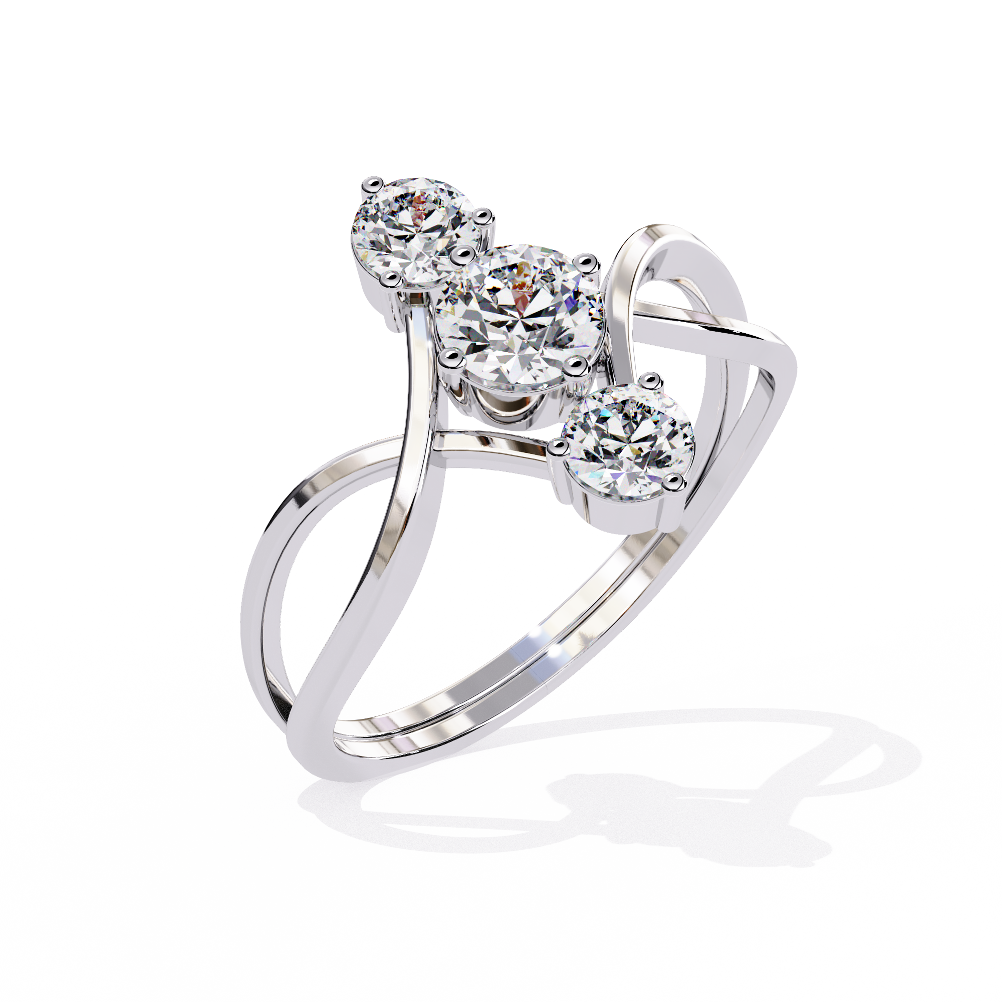 Celeste Arc Three-Stone Ring | 925 Sterling Silver