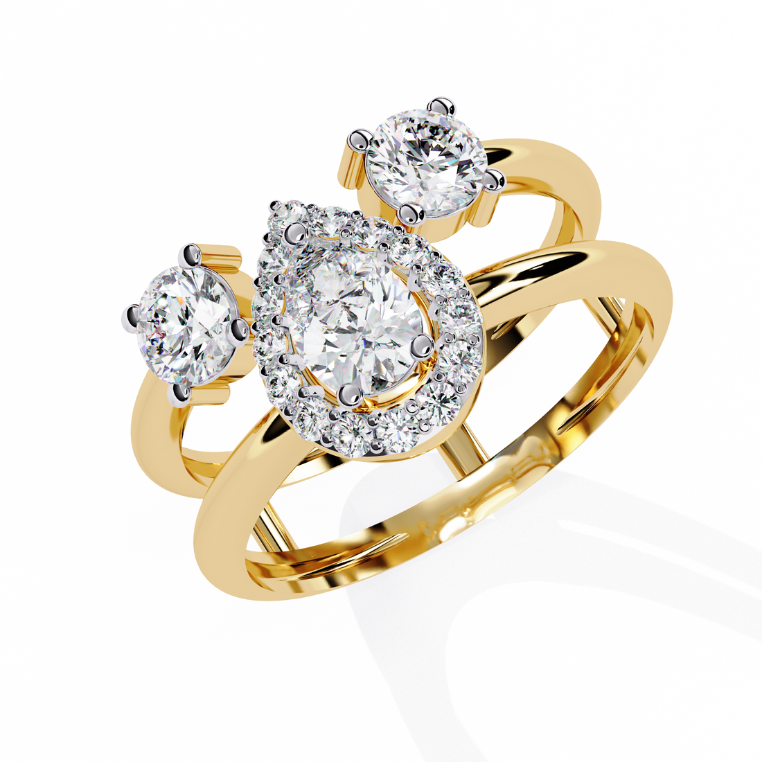Regal Orbit Halo Trio Ring | 925 Sterling Silver