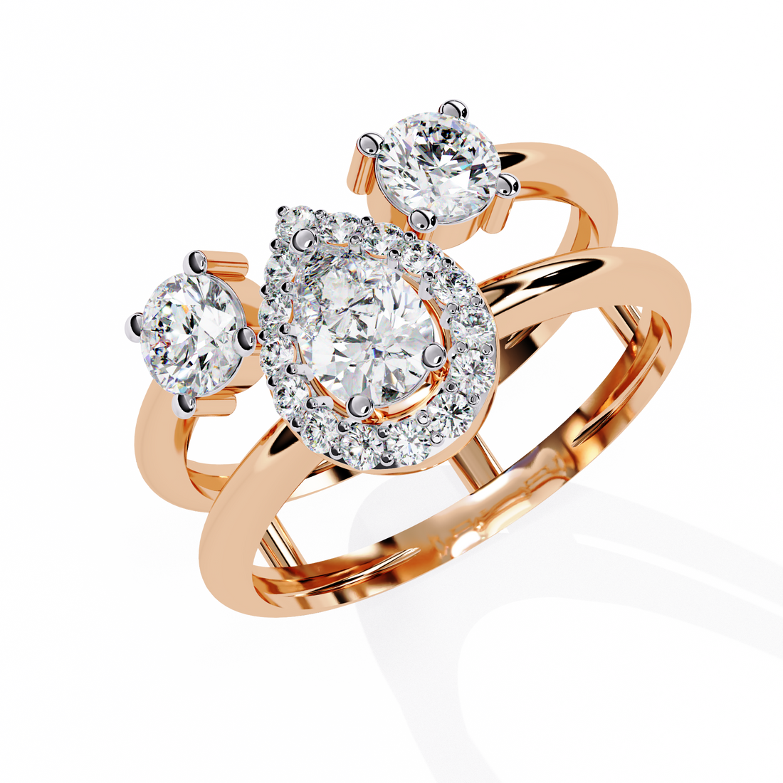 Regal Orbit Halo Trio Ring | 925 Sterling Silver