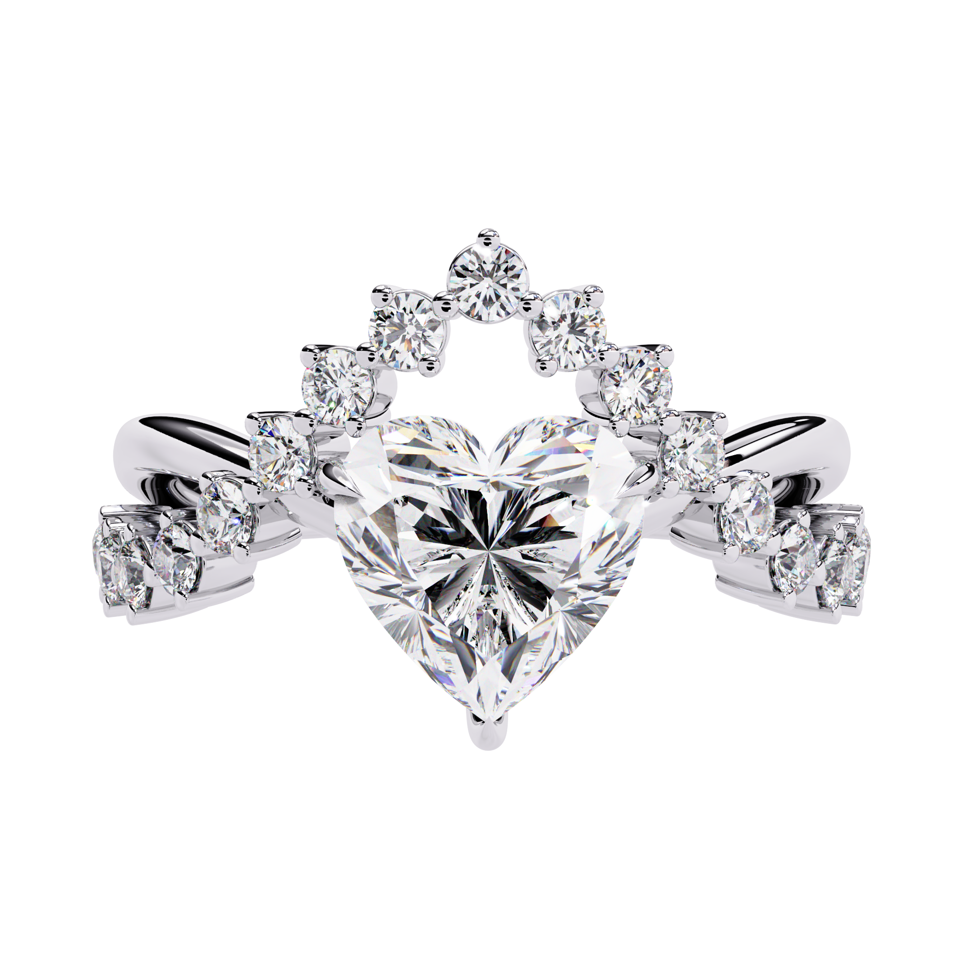 Starlit Heart Halo Statement Ring | 925 Sterling Silver