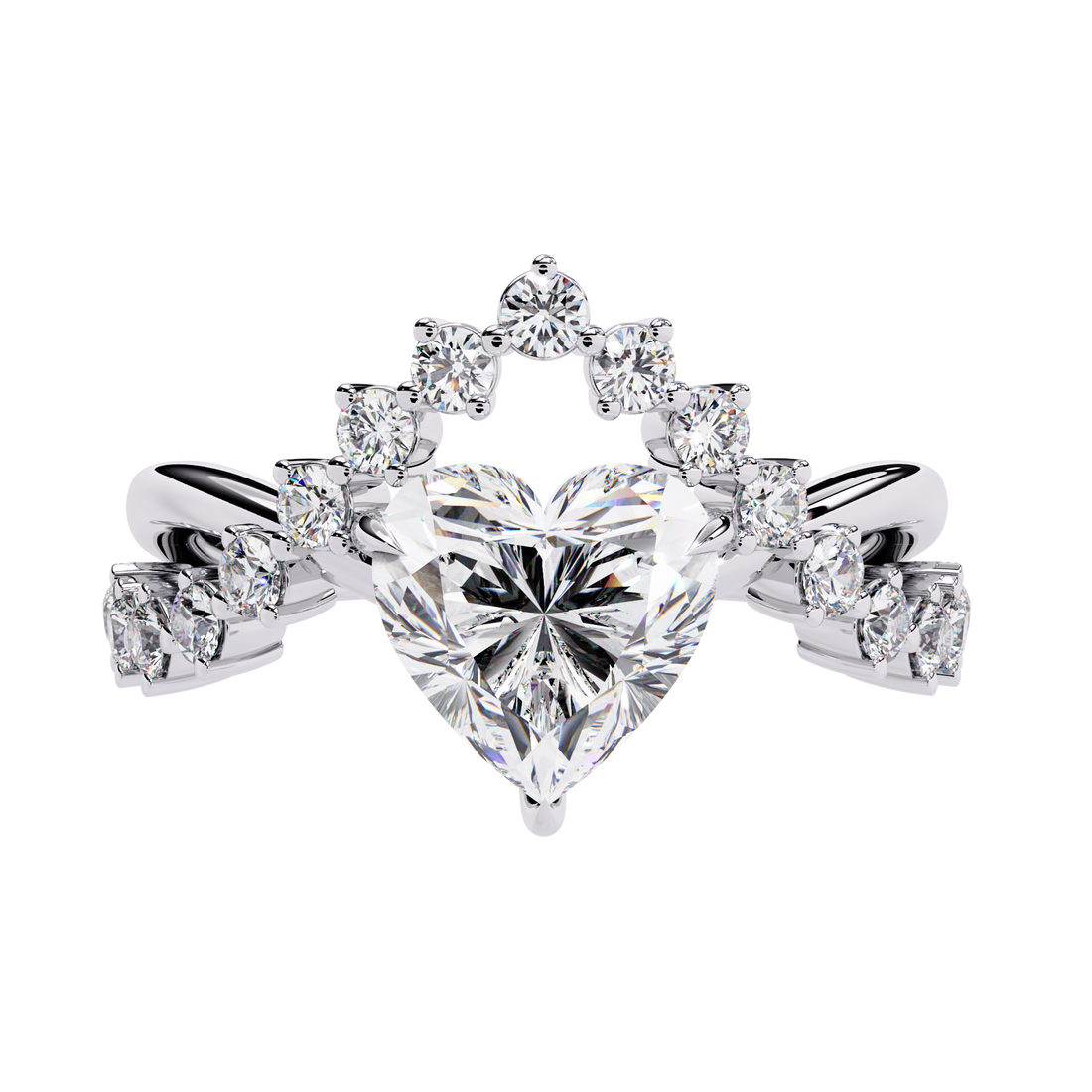 Starlit Heart Halo Statement Ring | 925 Sterling Silver