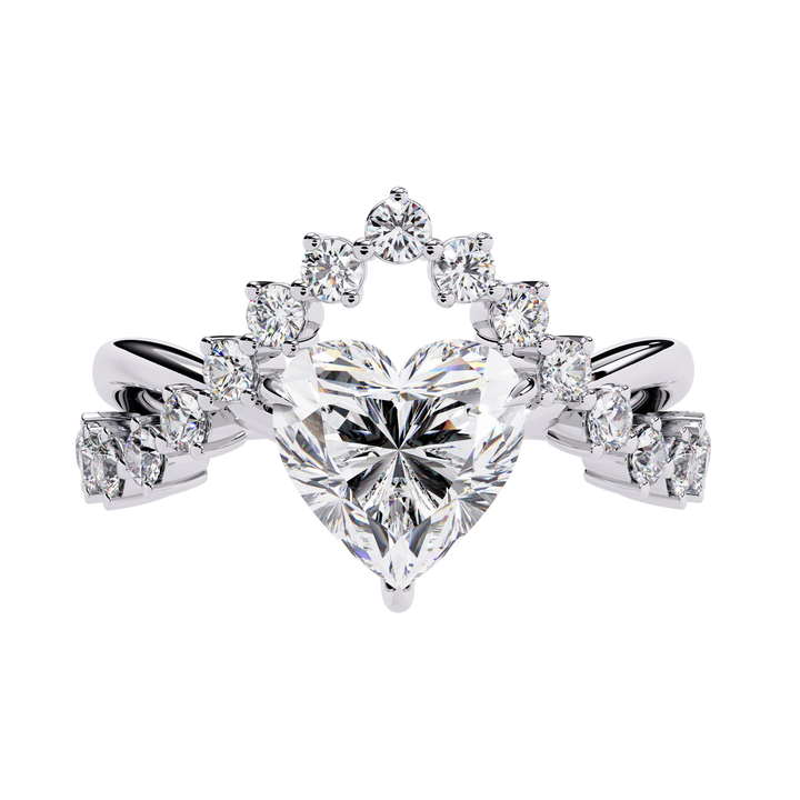 Starlit Heart Halo Statement Ring | 925 Sterling Silver