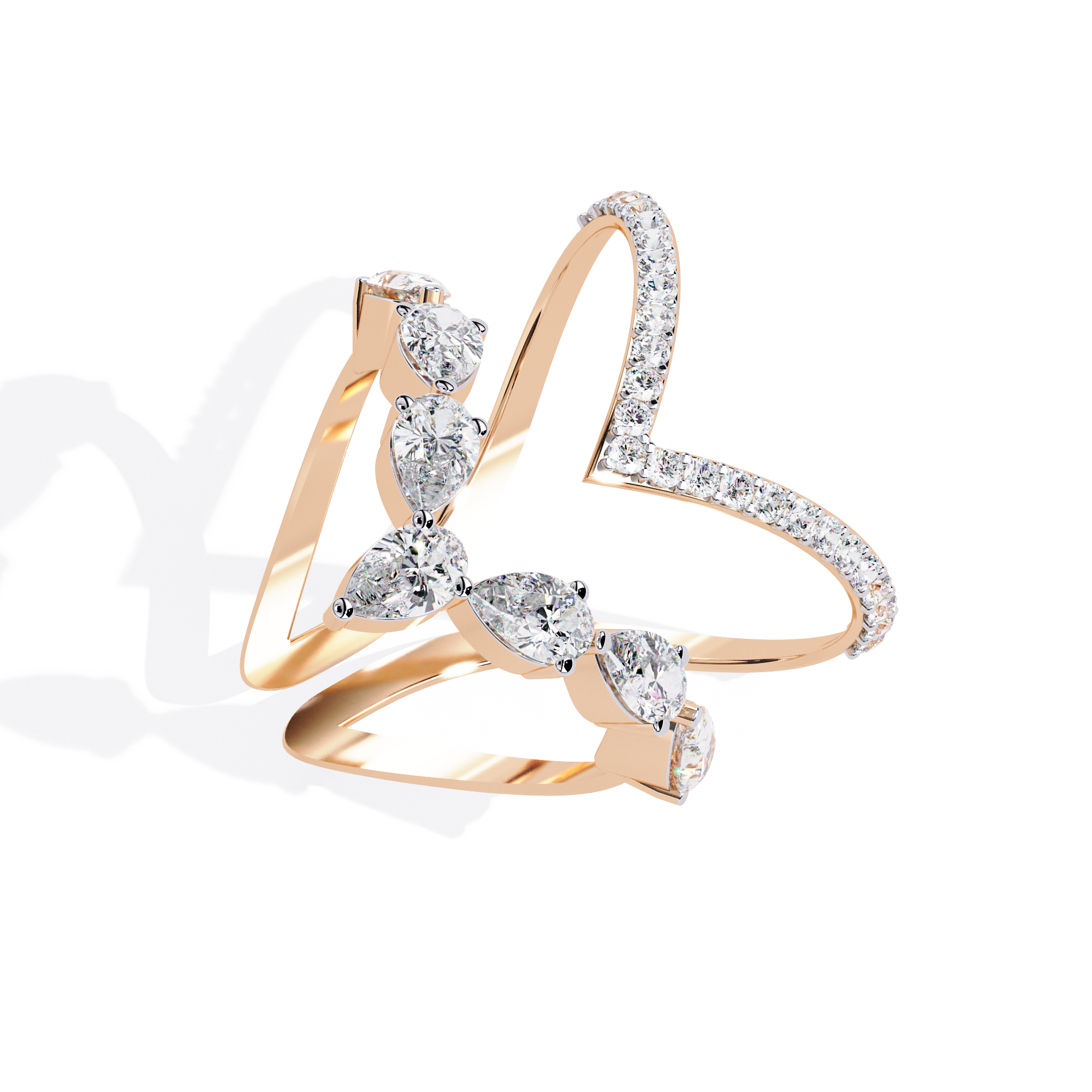 Luna Cascade Open Pear Ring | 925 Sterling Silver