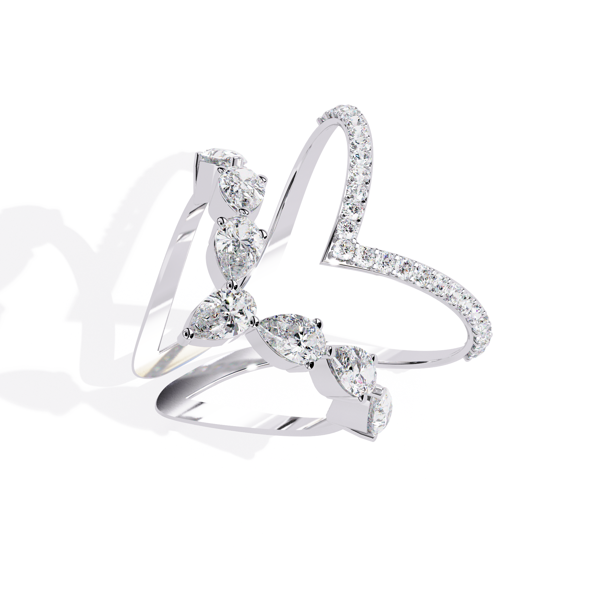 Luna Cascade Open Pear Ring | 925 Sterling Silver