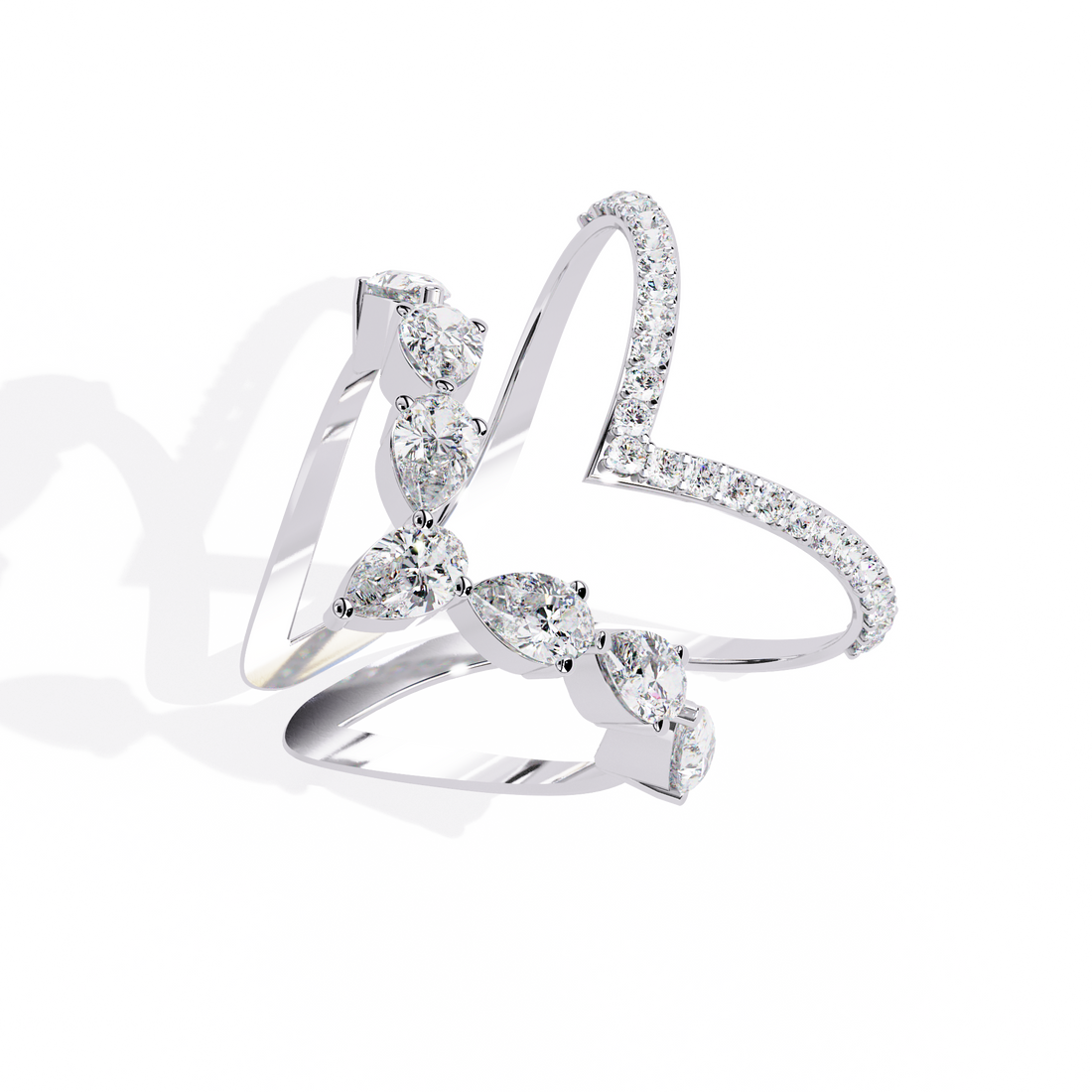 Luna Cascade Open Pear Ring | 925 Sterling Silver
