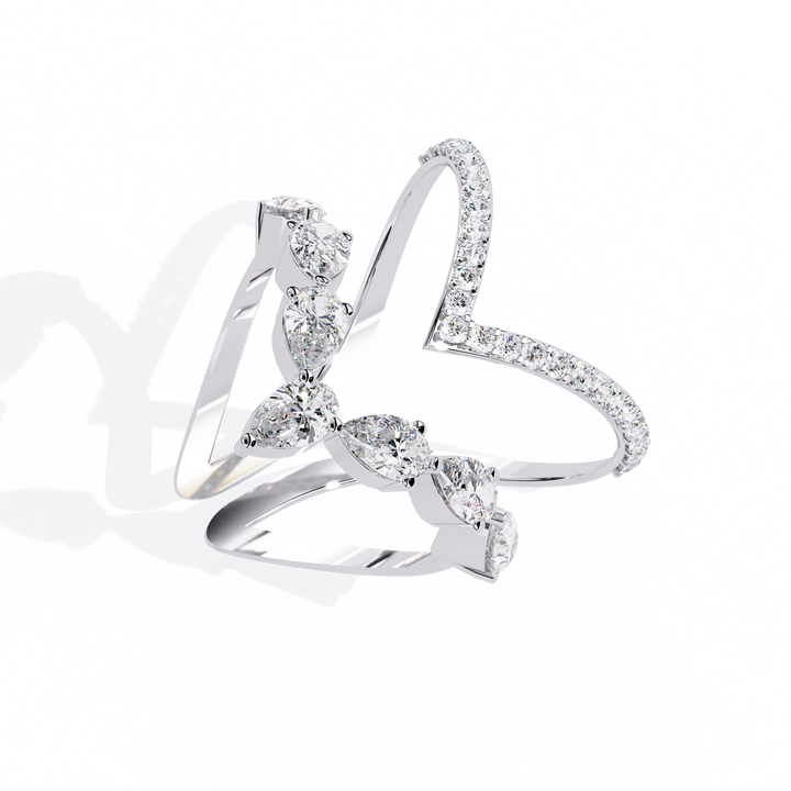 Luna Cascade Open Pear Ring | 925 Sterling Silver