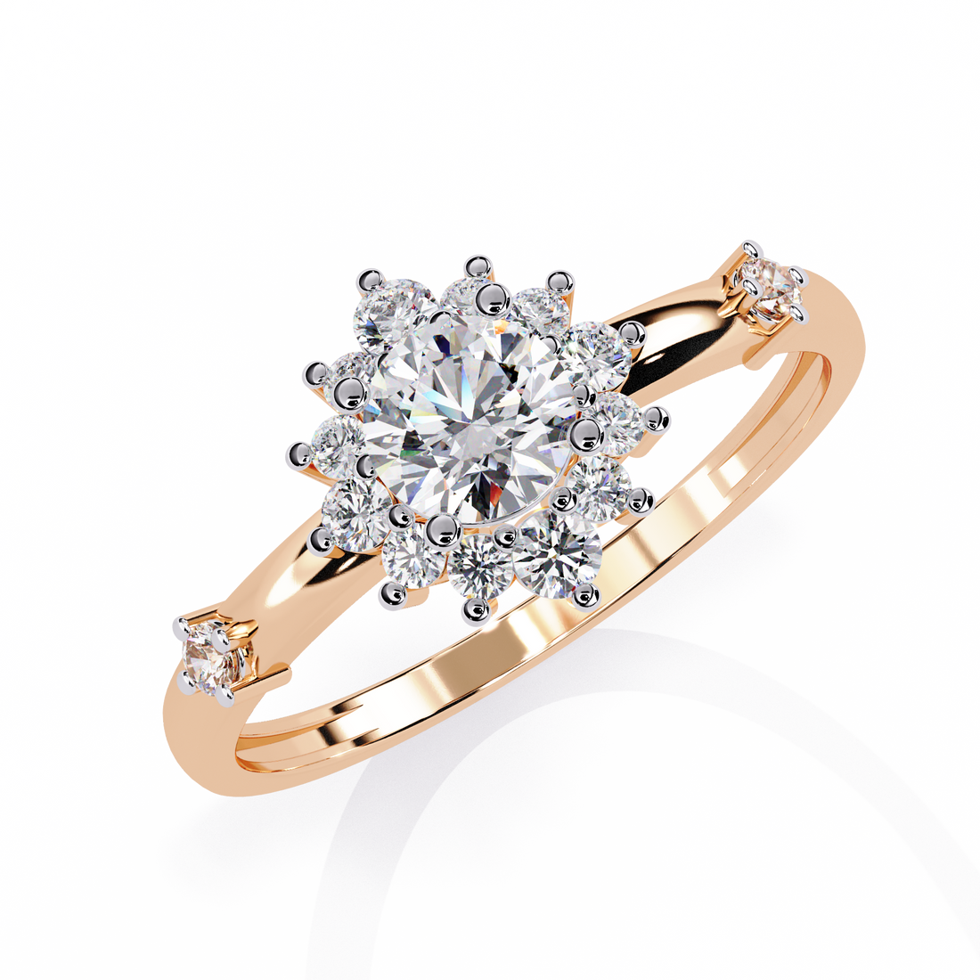 Celestial Crown Round-Cut Halo Ring | 925 Sterling Silver