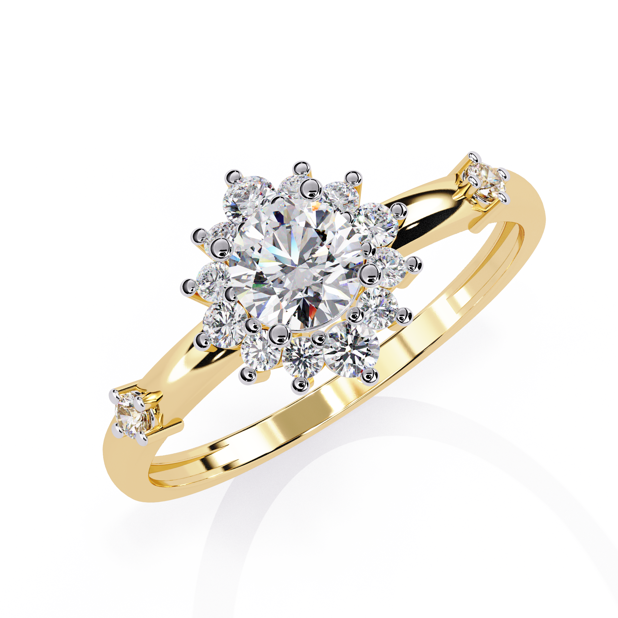Celestial Crown Round-Cut Halo Ring | 925 Sterling Silver