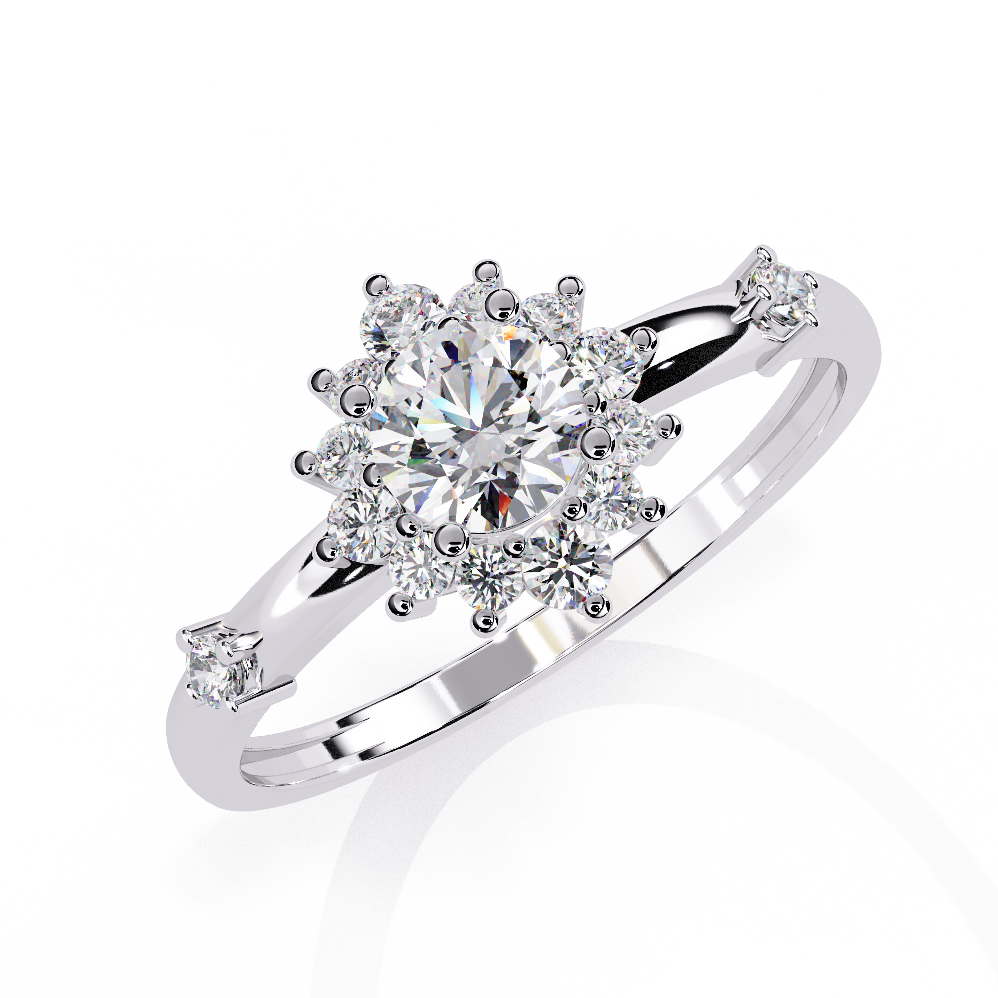 Celestial Crown Round-Cut Halo Ring | 925 Sterling Silver