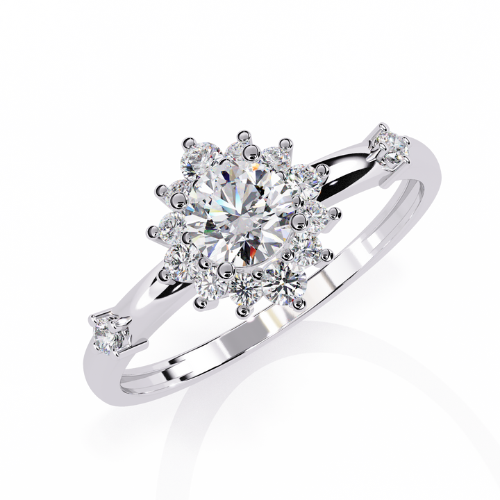Celestial Crown Round-Cut Halo Ring | 925 Sterling Silver