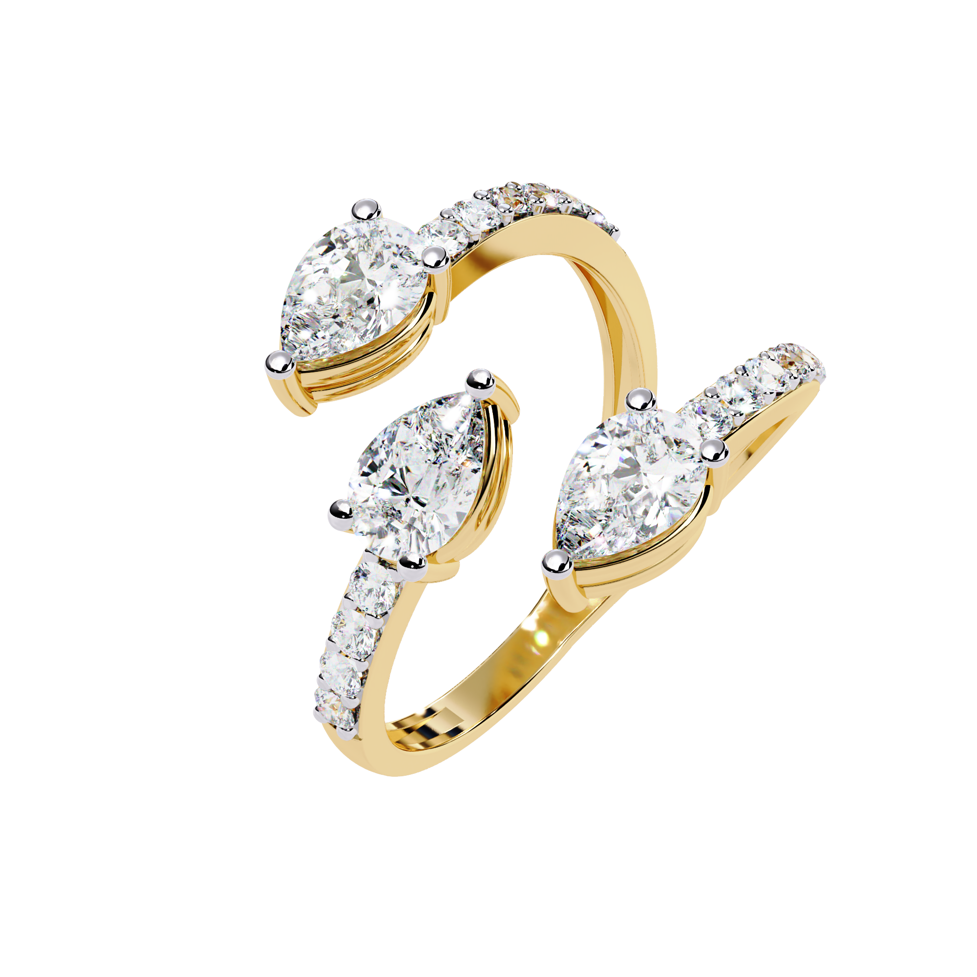 Aurora Pear-Cut Crossover Ring | 925 Sterling Silver