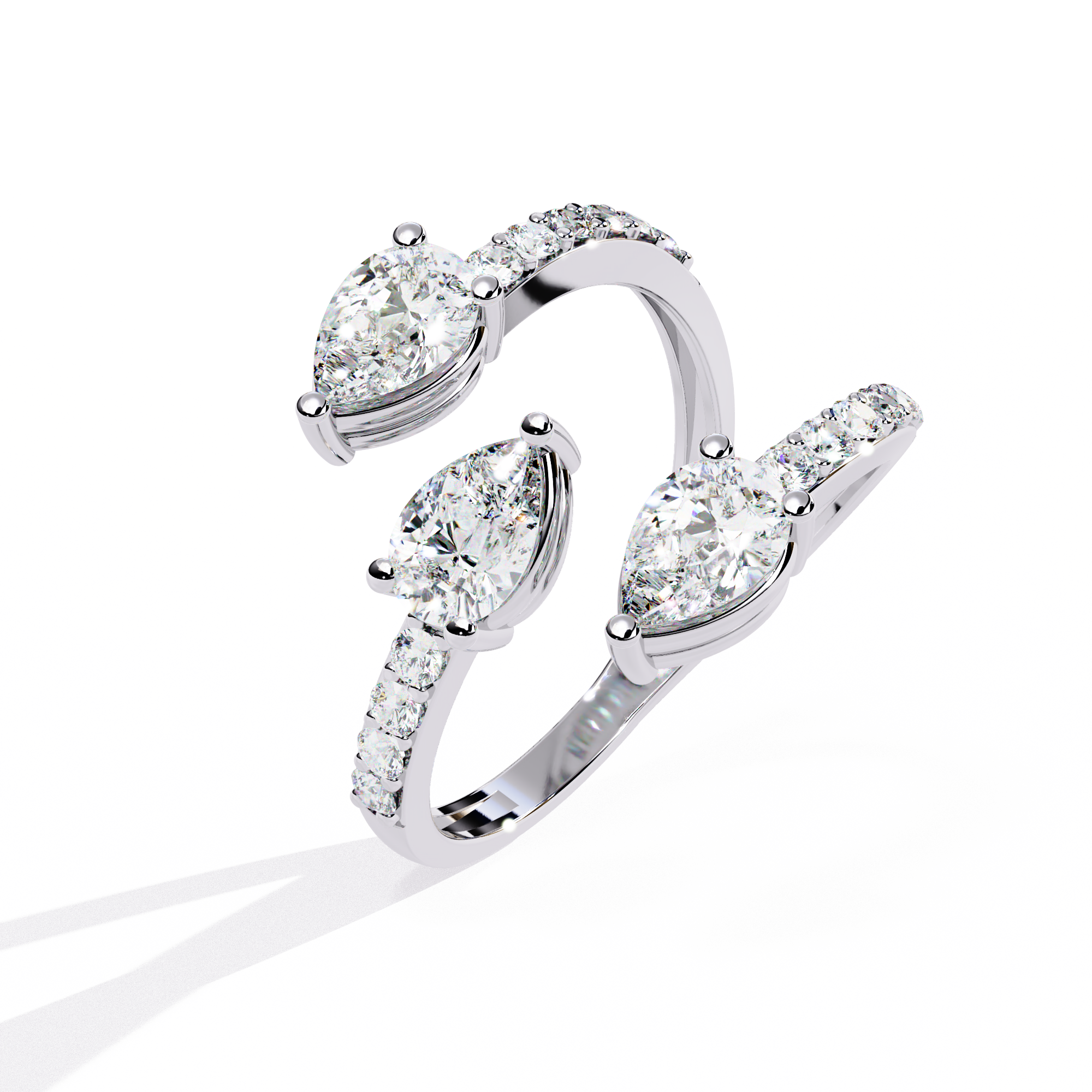 Aurora Pear-Cut Crossover Ring | 925 Sterling Silver
