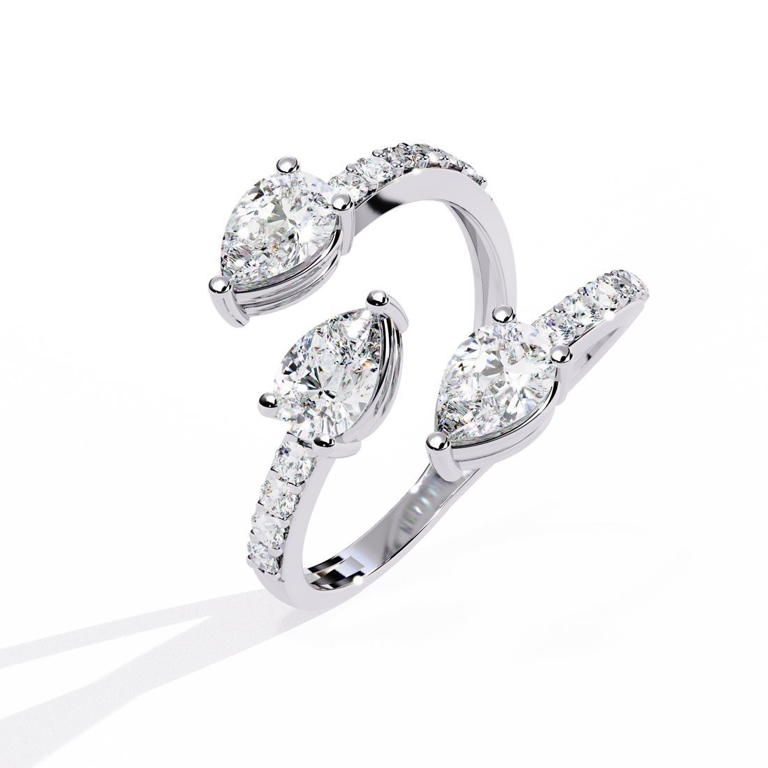 Aurora Pear-Cut Crossover Ring | 925 Sterling Silver