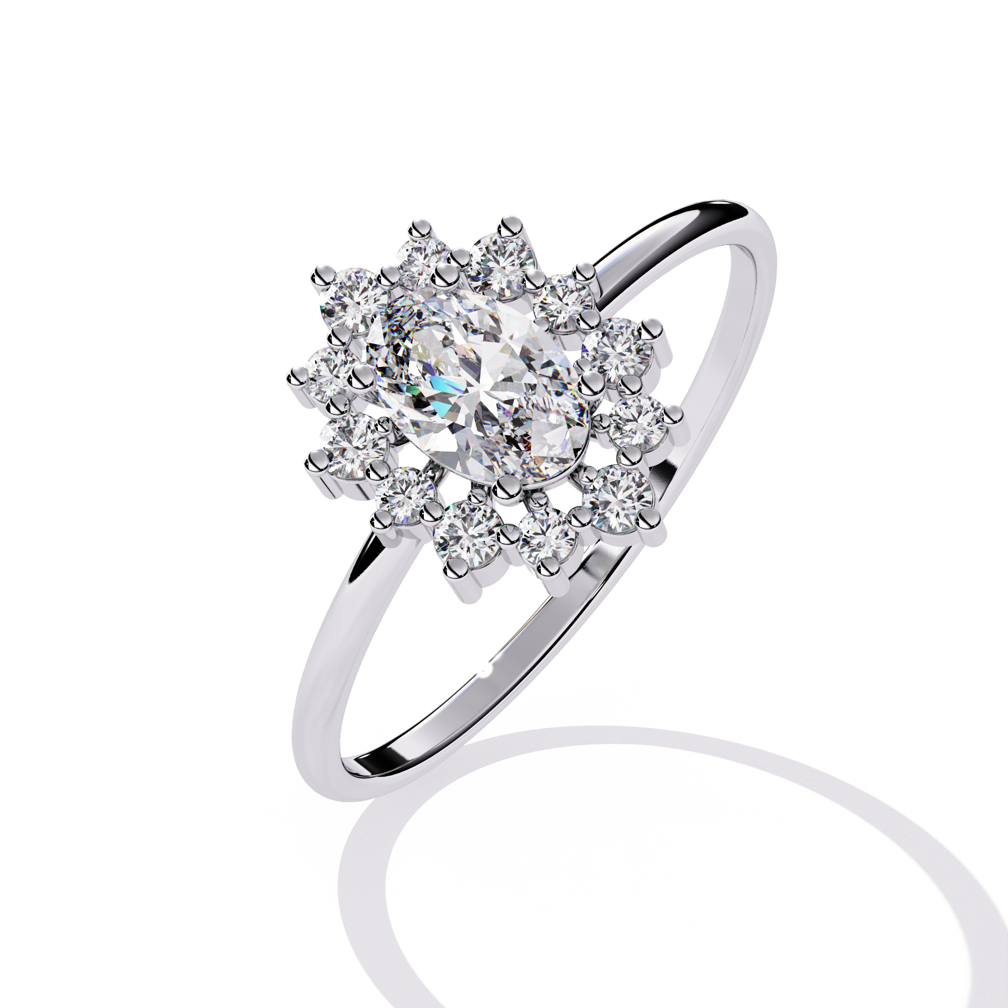 Celestial Bloom Oval Halo Ring | 925 Sterling Silver
