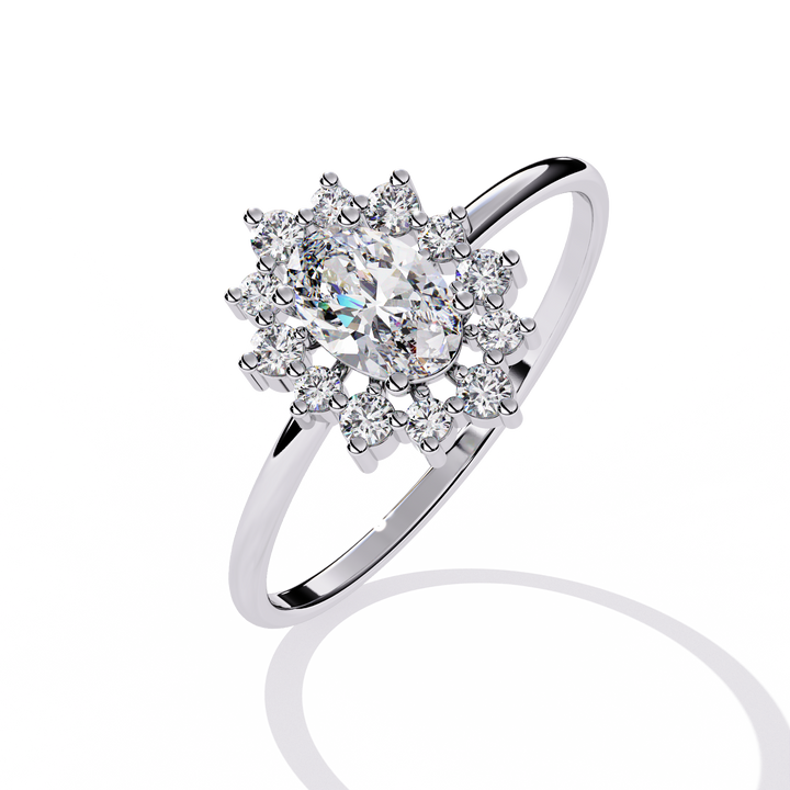 Celestial Bloom Oval Halo Ring | 925 Sterling Silver