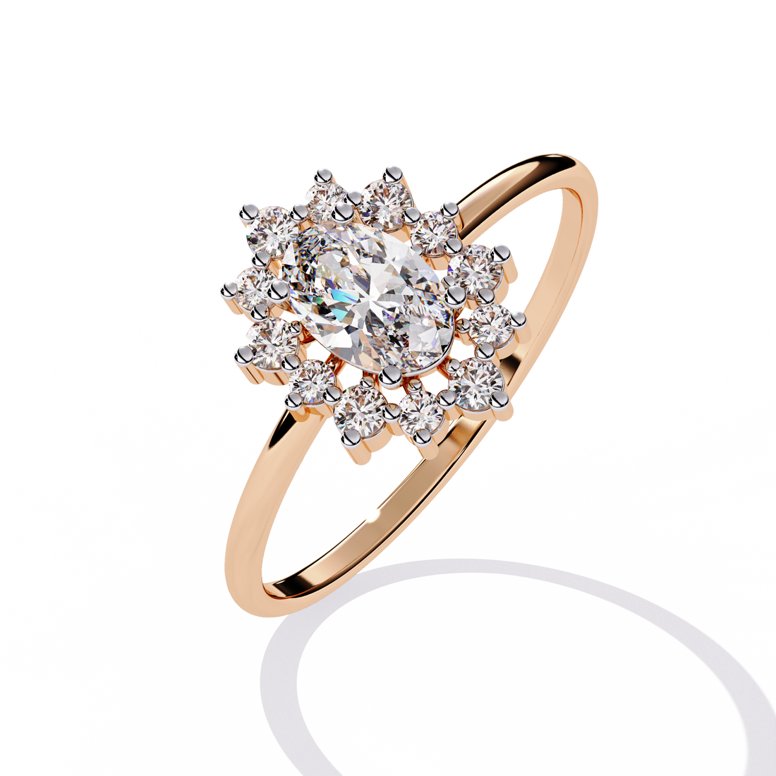 Celestial Bloom Oval Halo Ring | 925 Sterling Silver
