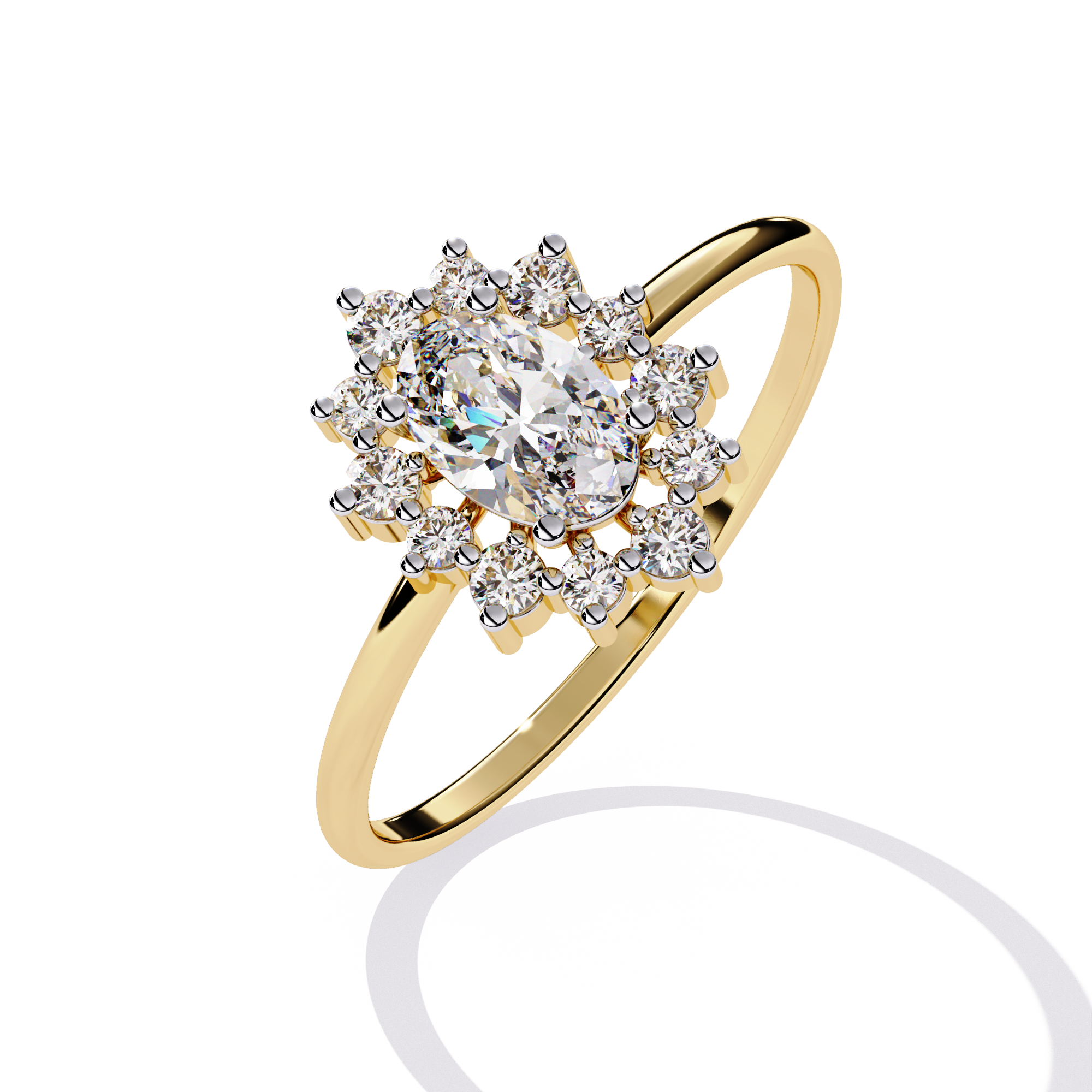 Celestial Bloom Oval Halo Ring | 925 Sterling Silver
