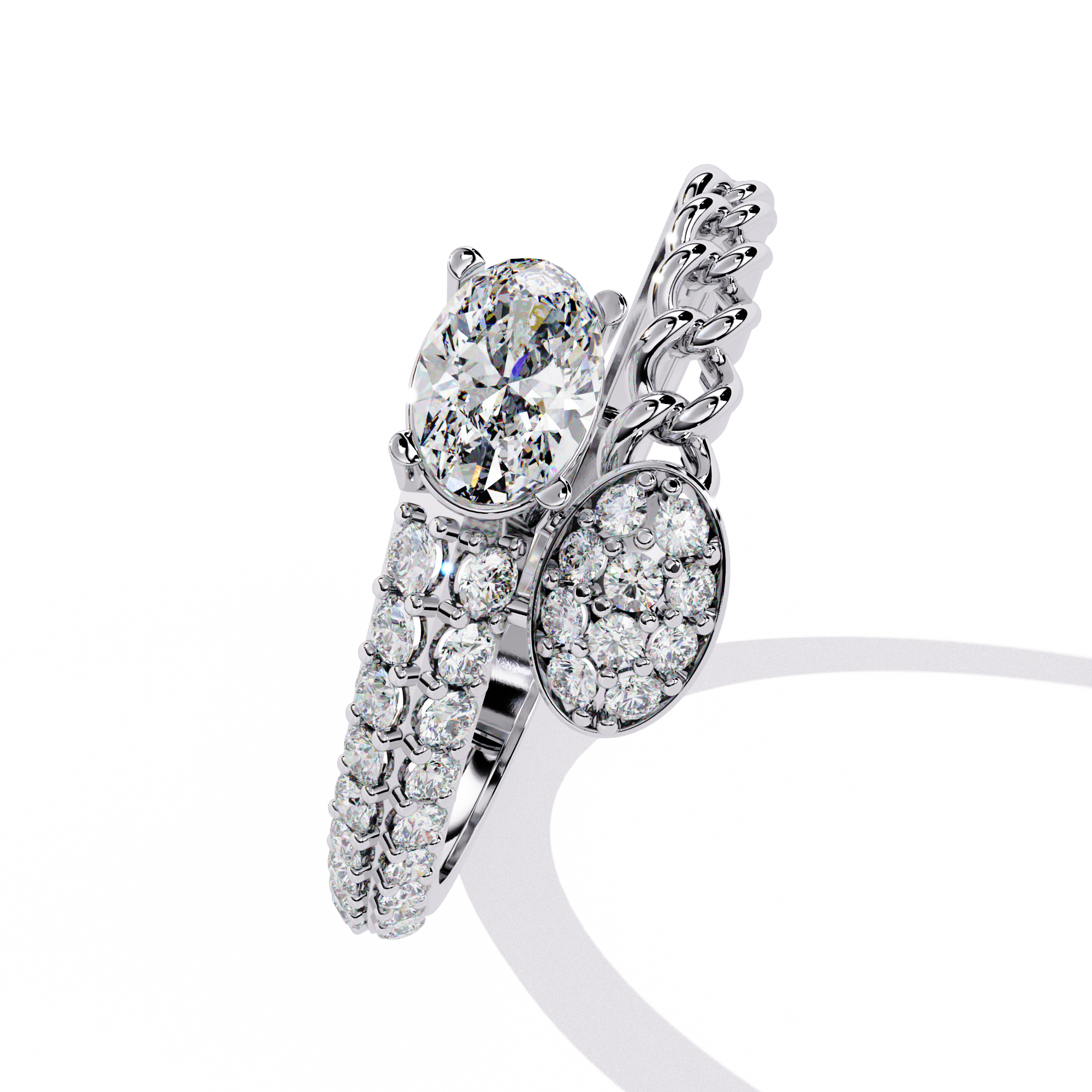 Royal Gleam Oval Solitaire Pave Ring | 925 Sterling Silver